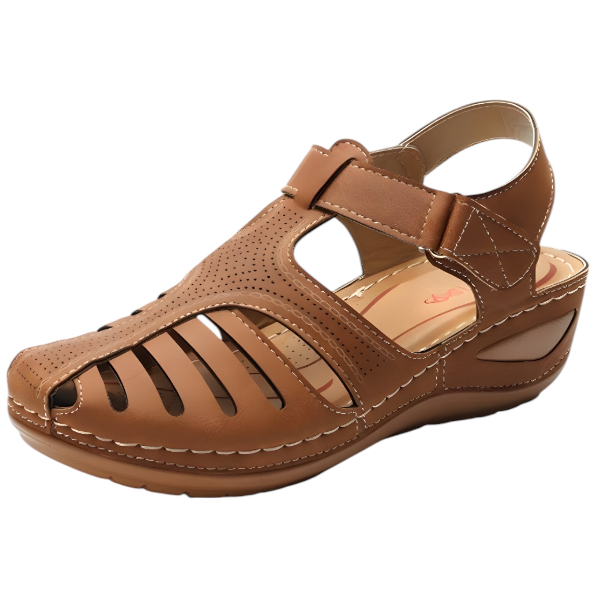 Nova | Sandali comfort traforati con cinturino - Marrone - breathable sandals casual sandals easy wear sandals fashion sandals - Concept Palermo