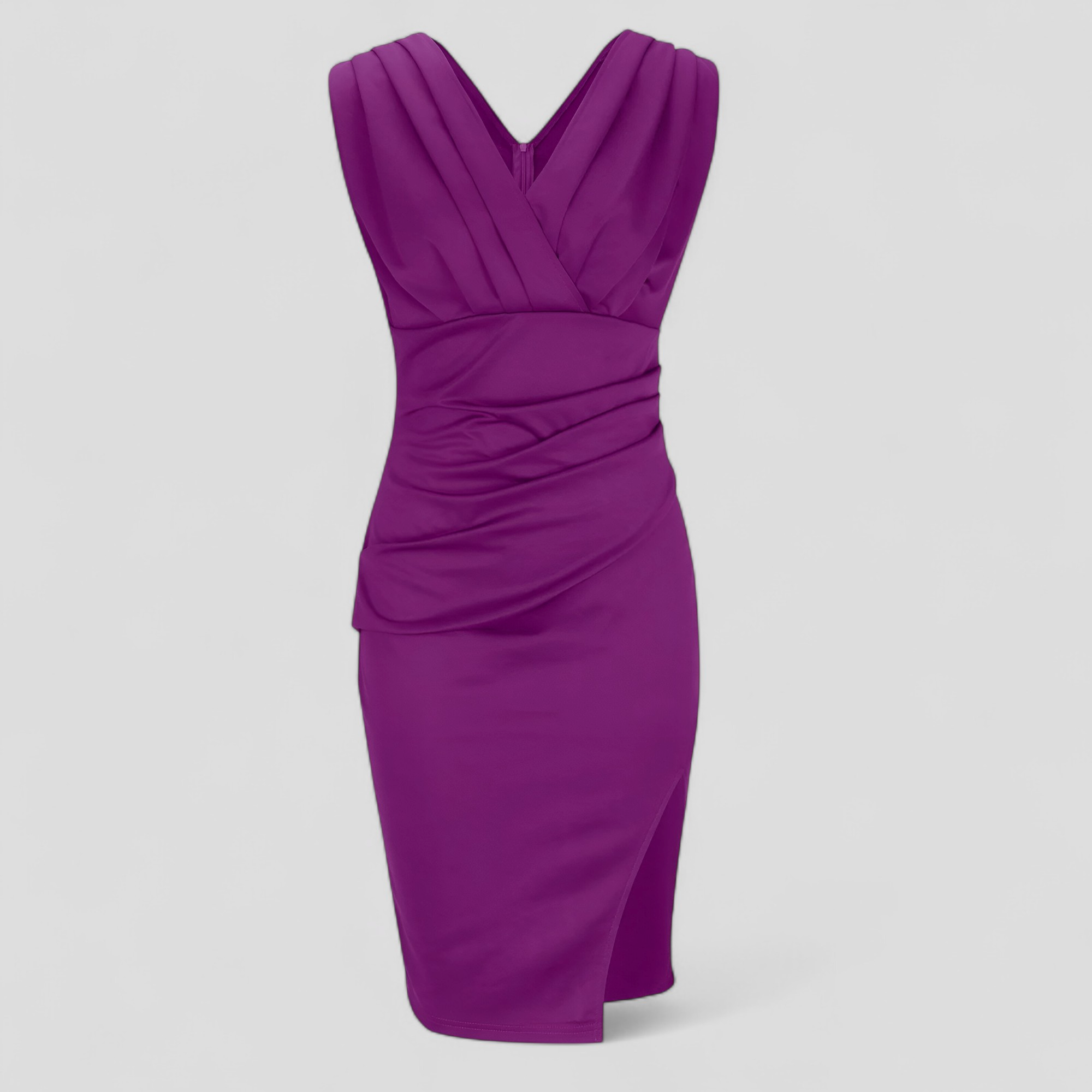 Aldina | Abito Elegante con V-Hals per Cerimonia Donna - Porpora - abbigliamento chic abiti da gala abito affusolato abito elegante abito in tessuto morbido abito per occasioni speciali moda donna elegante vestito con V-hals vestito sensualità ed eleganza vestito versatile - Concept Palermo
