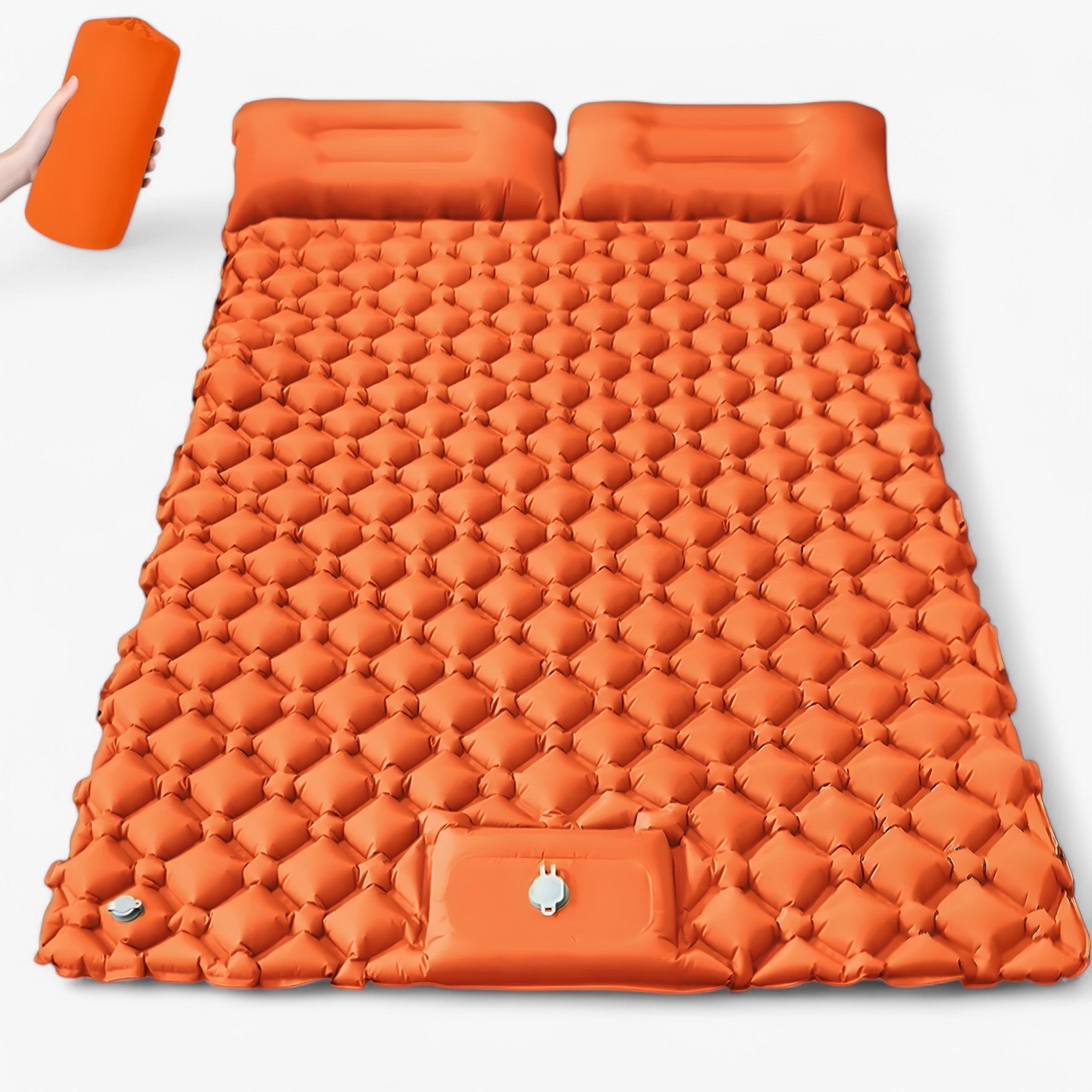Materasso gonfiabile doppio per uso esterno – Extra largo e ultraleggero - Arancione - double inflatable mattress inflatable mattress outdoor mattress - Concept Palermo