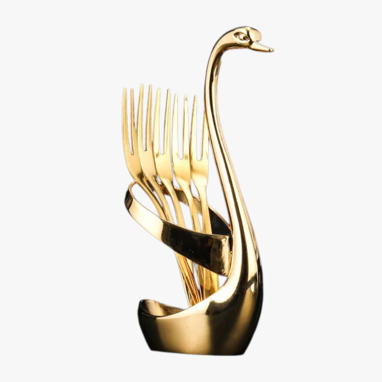 Finnley | Elegante porta posate a forma di cigno - Base Oro 5Pz Forchetta - Kitchen kitchen accessory kitchen tools - Concept Palermo
