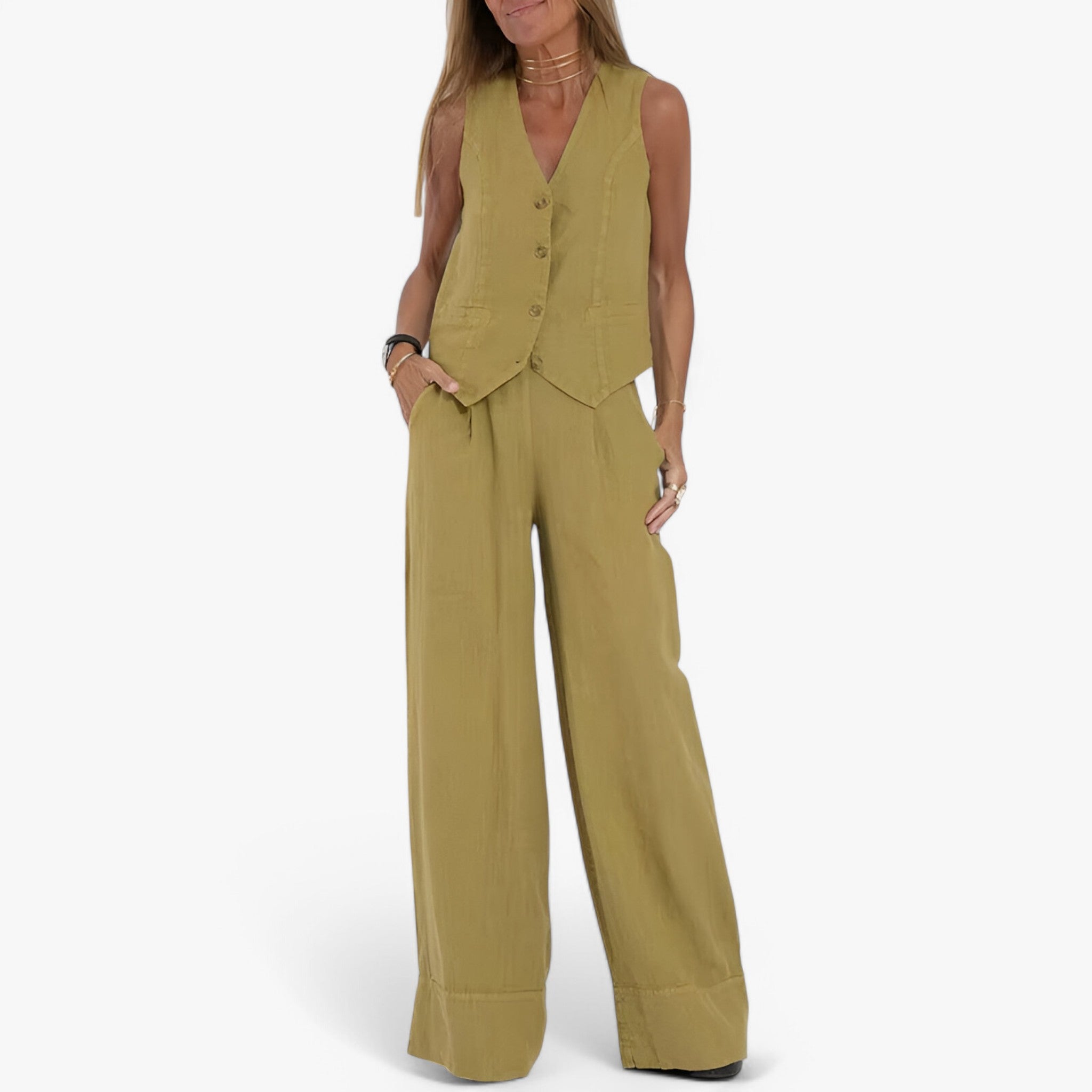 Lina | Gilet senza maniche (con pantaloni coordinati gratuiti) - Giallo - - Concept Palermo