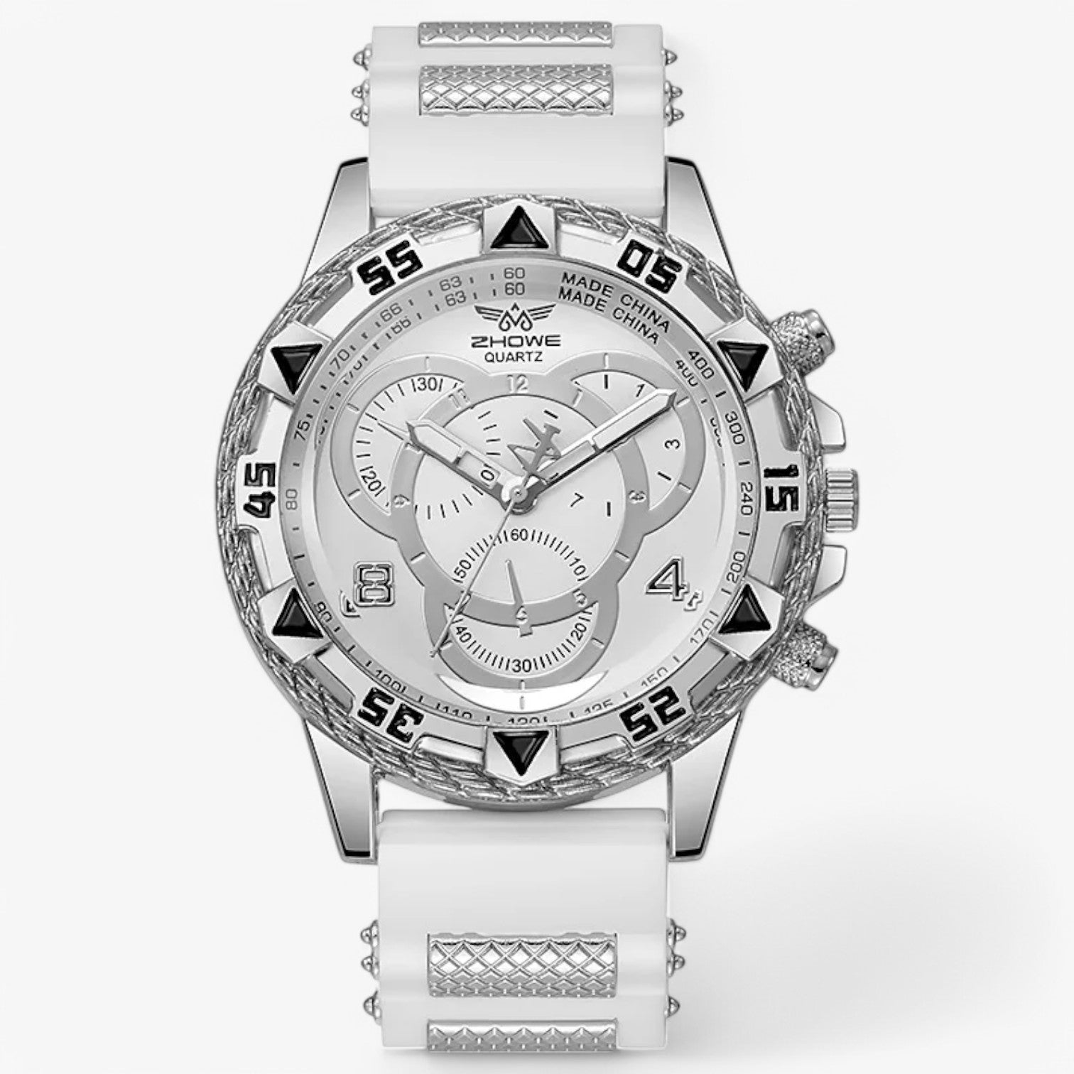 Renato | Orologio sportivo elegante con cinturino in silicone comodo - Argento - mens accessory watch watch for men - Concept Palermo