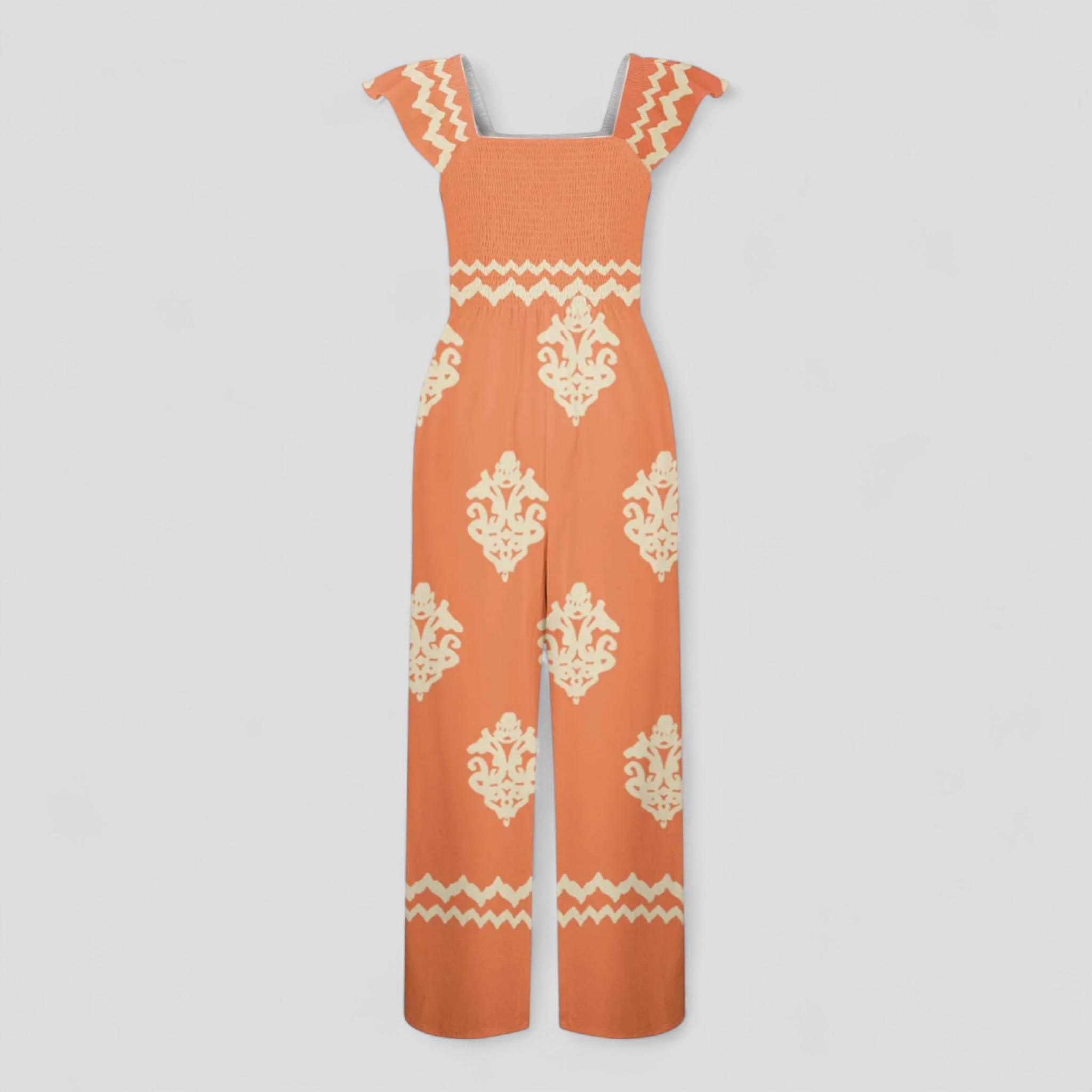 Marisa | Tuta Elegante Donna Bohemien a Vita Alta - Arancione - abbigliamento casual gamba larga look vintage moda femminile tuta bohemien tuta con cappuccio tuta donna tuta elegante tuta estiva vita alta - Concept Palermo