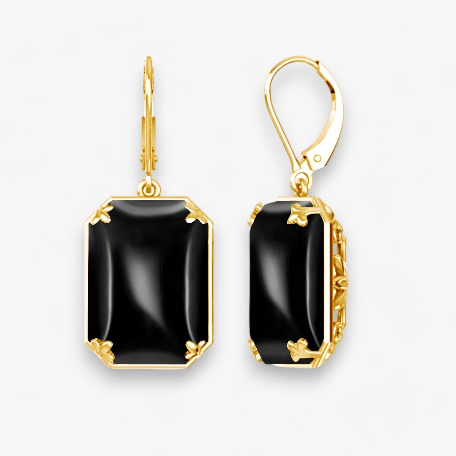 Amelia | Orecchini a Pendente in Topazio Blu – Oro e Argento Sfolgorante - Onice Nero - Accessories Jewelry EARRINGS - Concept Palermo