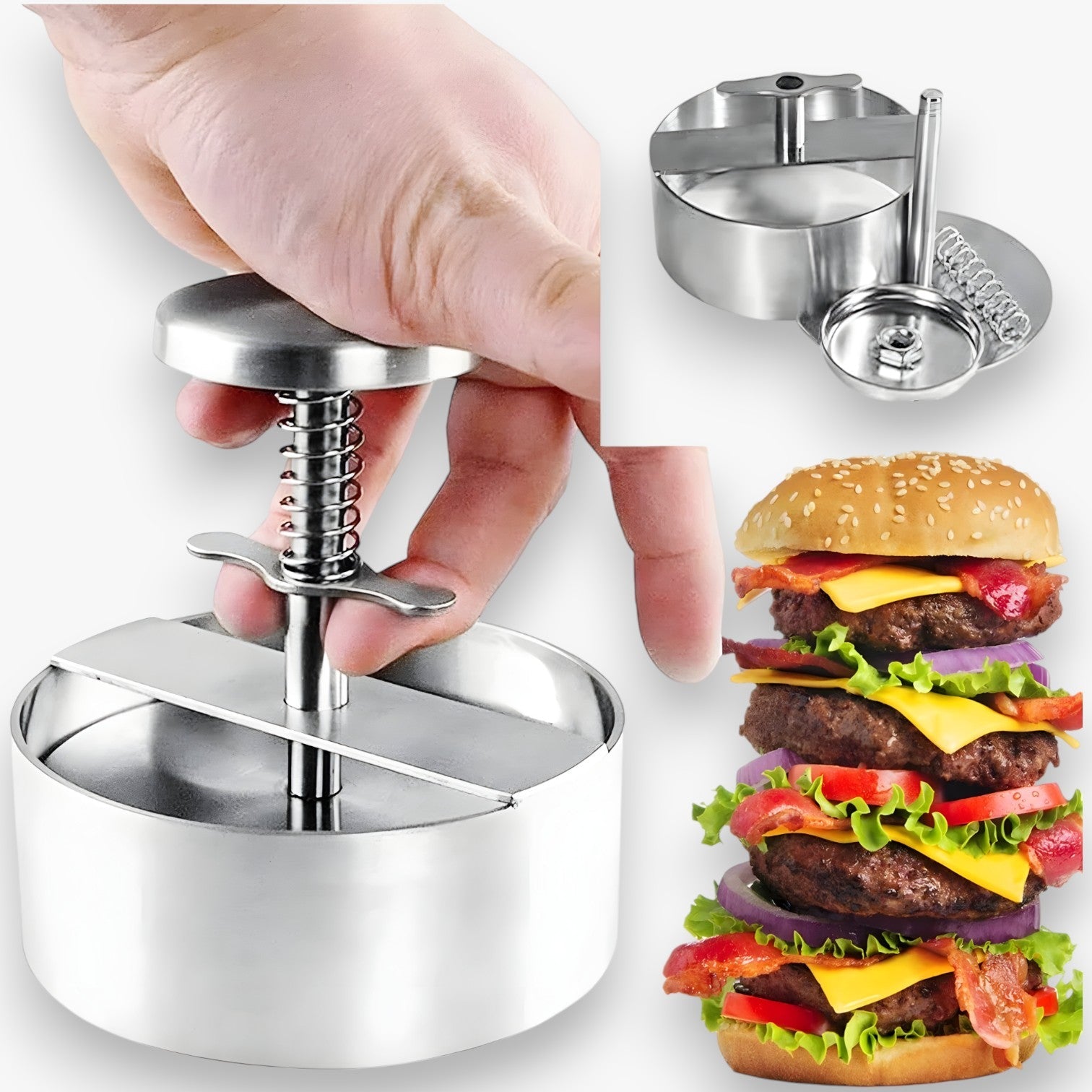 Dania | Pressa per hamburger in acciaio inossidabile - Hamburger antiaderenti perfetti - - Kitchen kitchen accessory kitchen tools - Concept Palermo