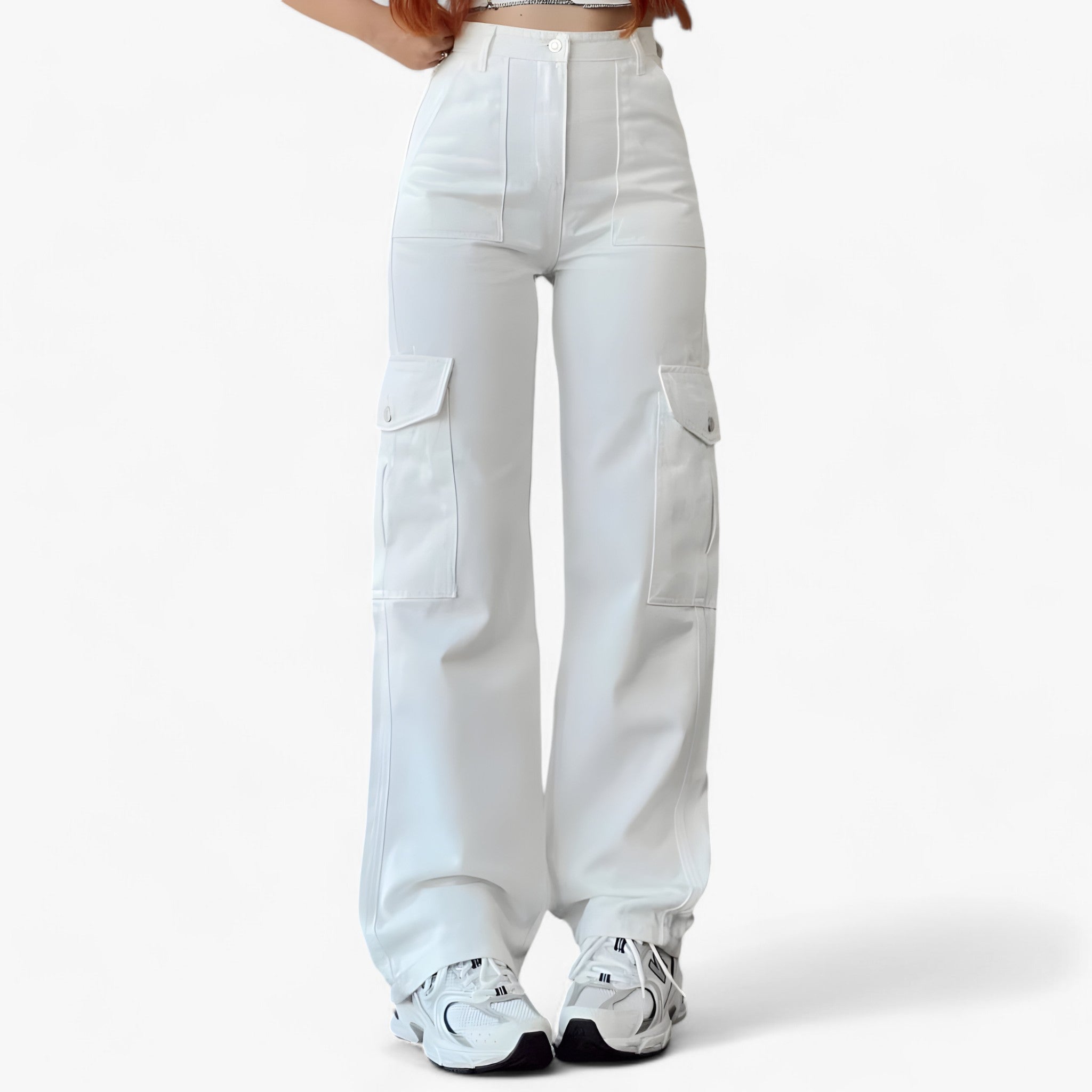 Rhea | Pantaloni cargo - Streetwear e vestibilità comoda - Bianco - cargo pants women pants - Concept Palermo