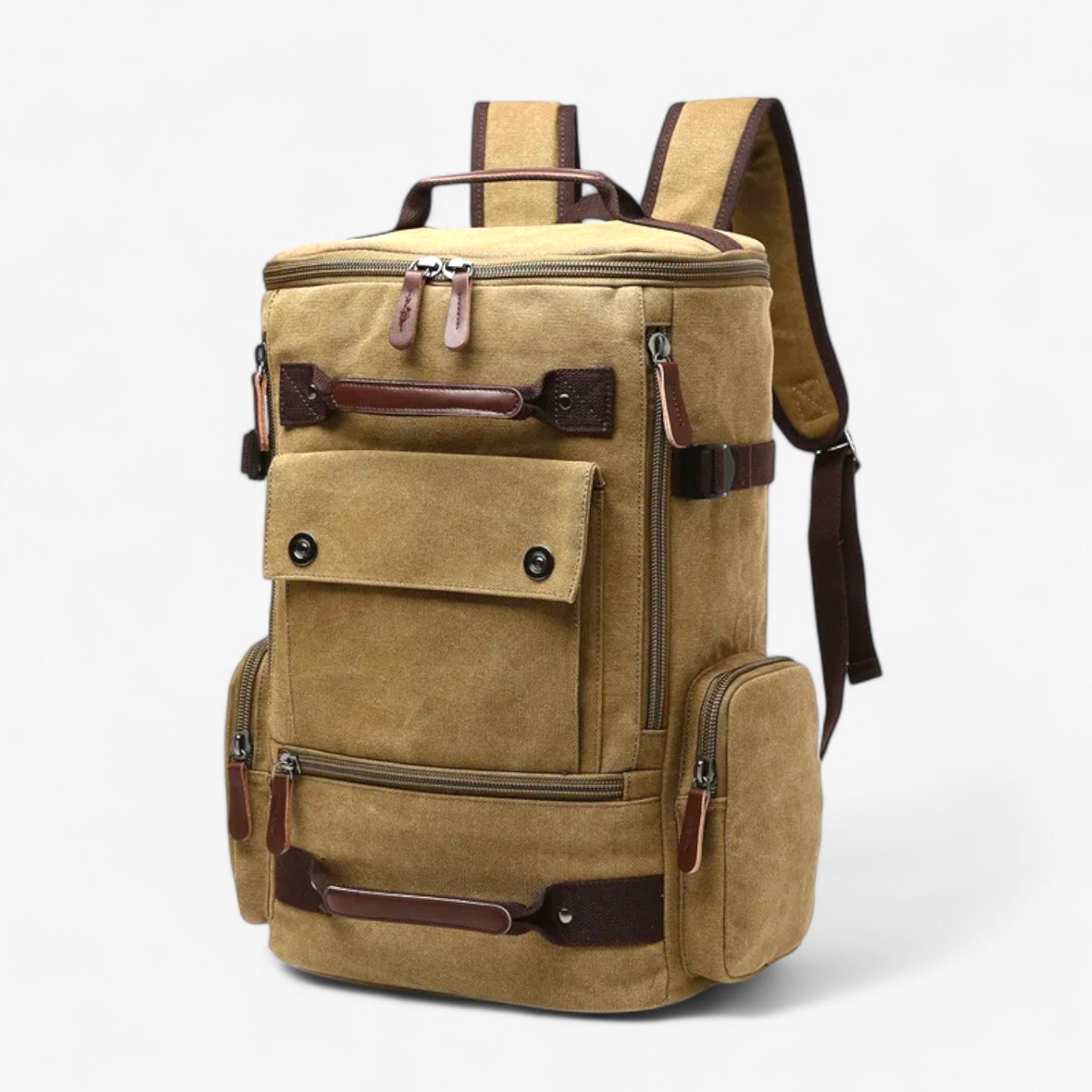 Enrique | Ampio Zaino Vintage in Tela con Scomparto per Laptop - Khaki - Backpacks bag mens bag - Concept Palermo