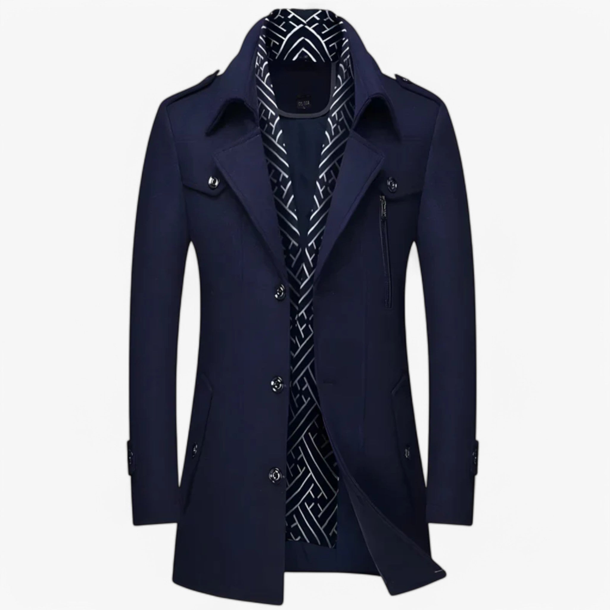King | Cappotto in lana di media lunghezza - Blu navy - - Concept Palermo
