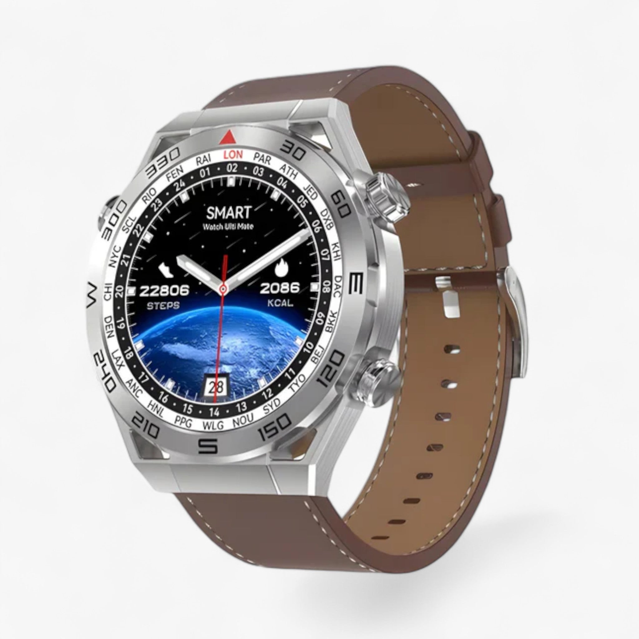DT Ultra Mate | Smartwatch - GPS e NFC per Uomini con Chiamate Bluetooth e ECG - Cuoio argento - Smart Watches watches wistwatches - Concept Palermo