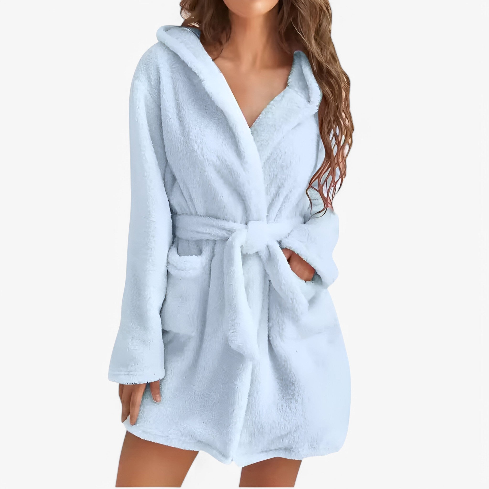 Freja | Accappatoio con Cappuccio Caldo e Morbido - R20225Blu - Bathrobes - Concept Palermo