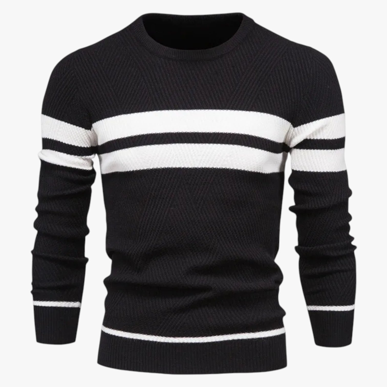 Adam | Maglione Autunnale Uomo Calore Slim con Stile Floreale Elegante - Nero - Sweater sweater men sweaters - Concept Palermo