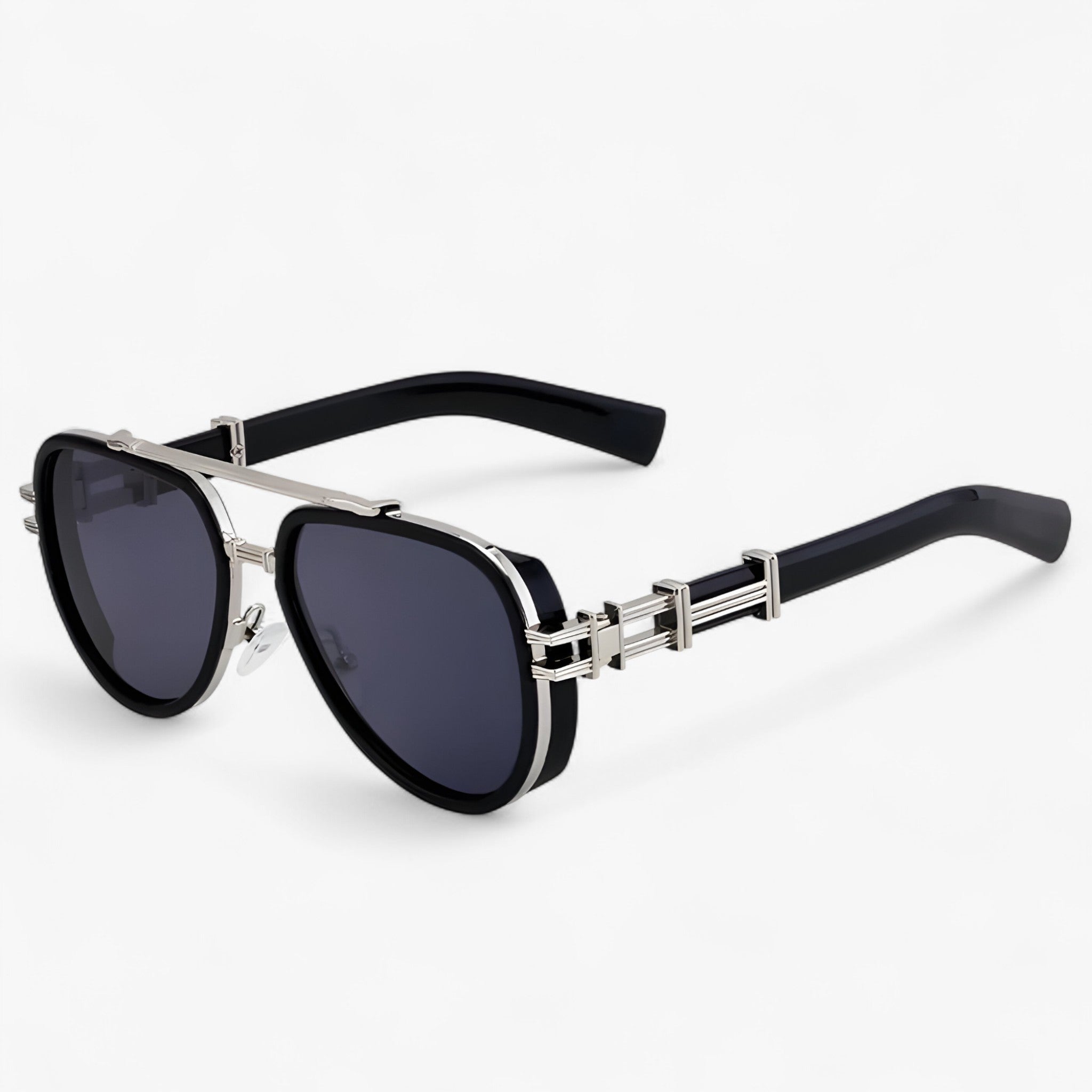 Marek | Occhiali da sole polarizzati steampunk oversize - Nero Argento Grigio - - Concept Palermo