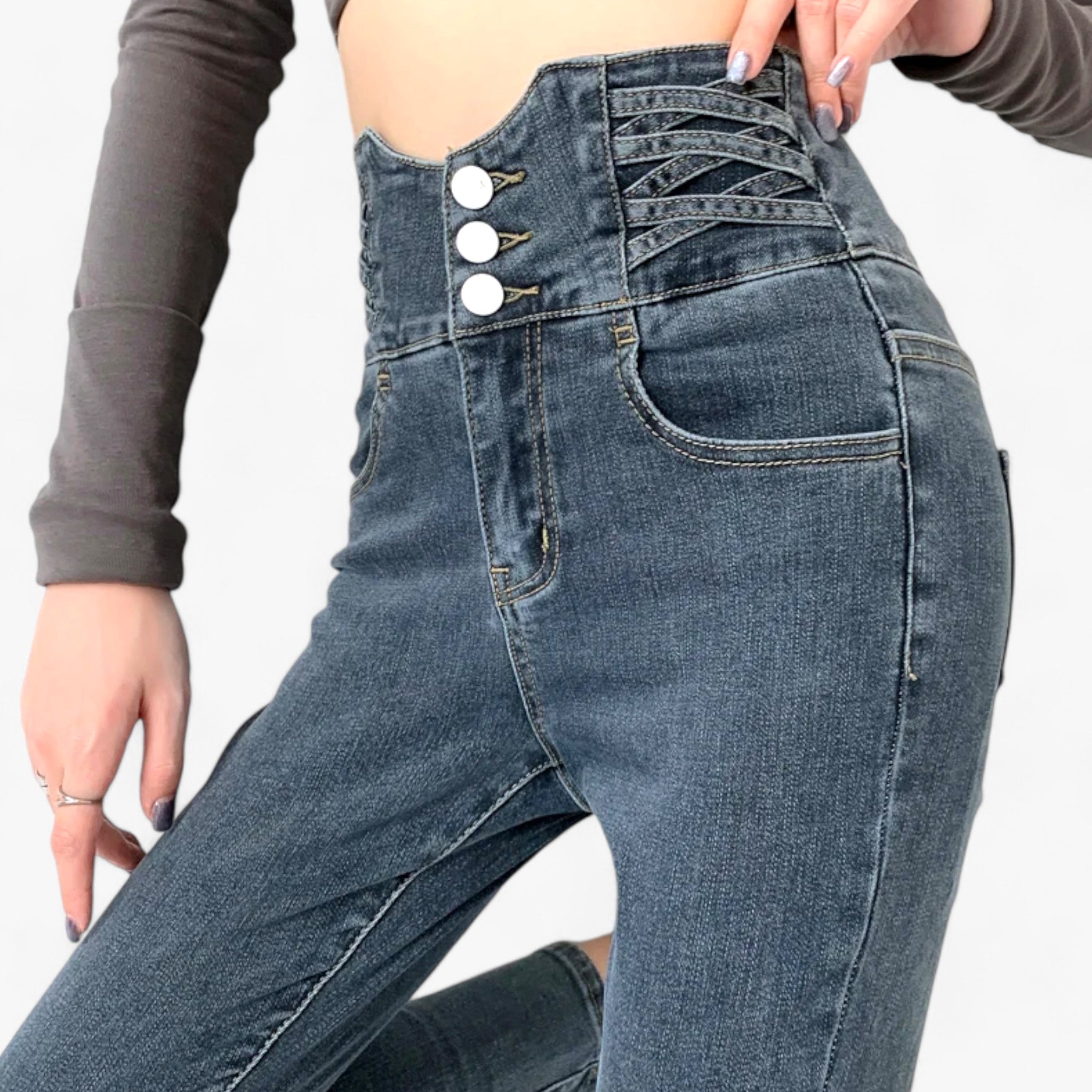 Nina | Jeans skinny a matita - Elastico sottile per una vestibilità più snella - - pants pants for women Pants women women pants - Concept Palermo