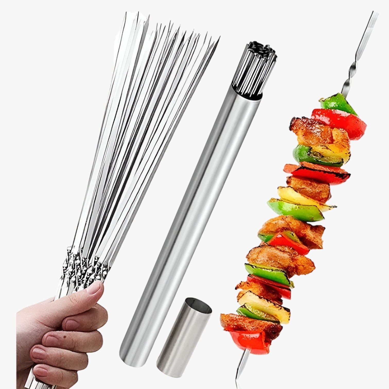 Gavin | 15 pezzi spiedini in acciaio inossidabile per BBQ – riutilizzabili e perfetti per grigliare - - Kitchen kitchen accessory kitchen tools - Concept Palermo