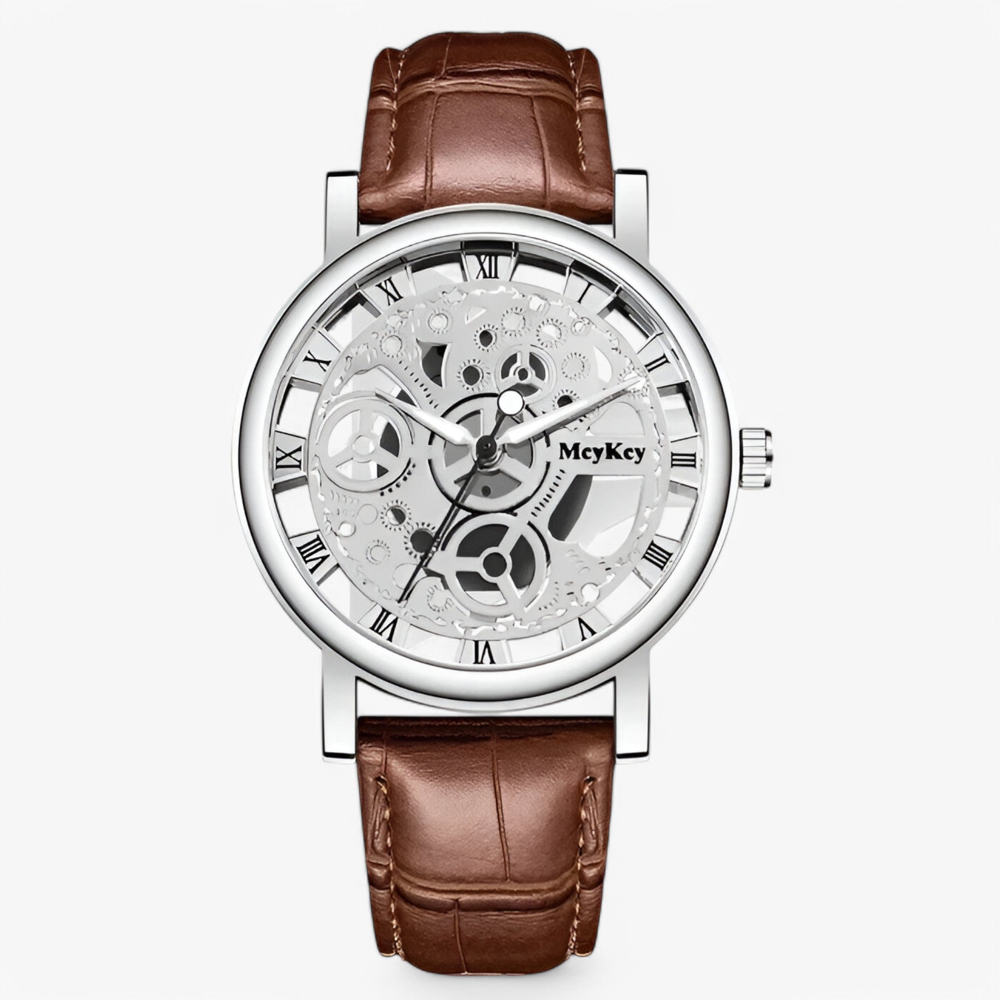 Leo | Orologio al quarzo con cinturino traforato - Marrone argento - men watch watch for men - Concept Palermo