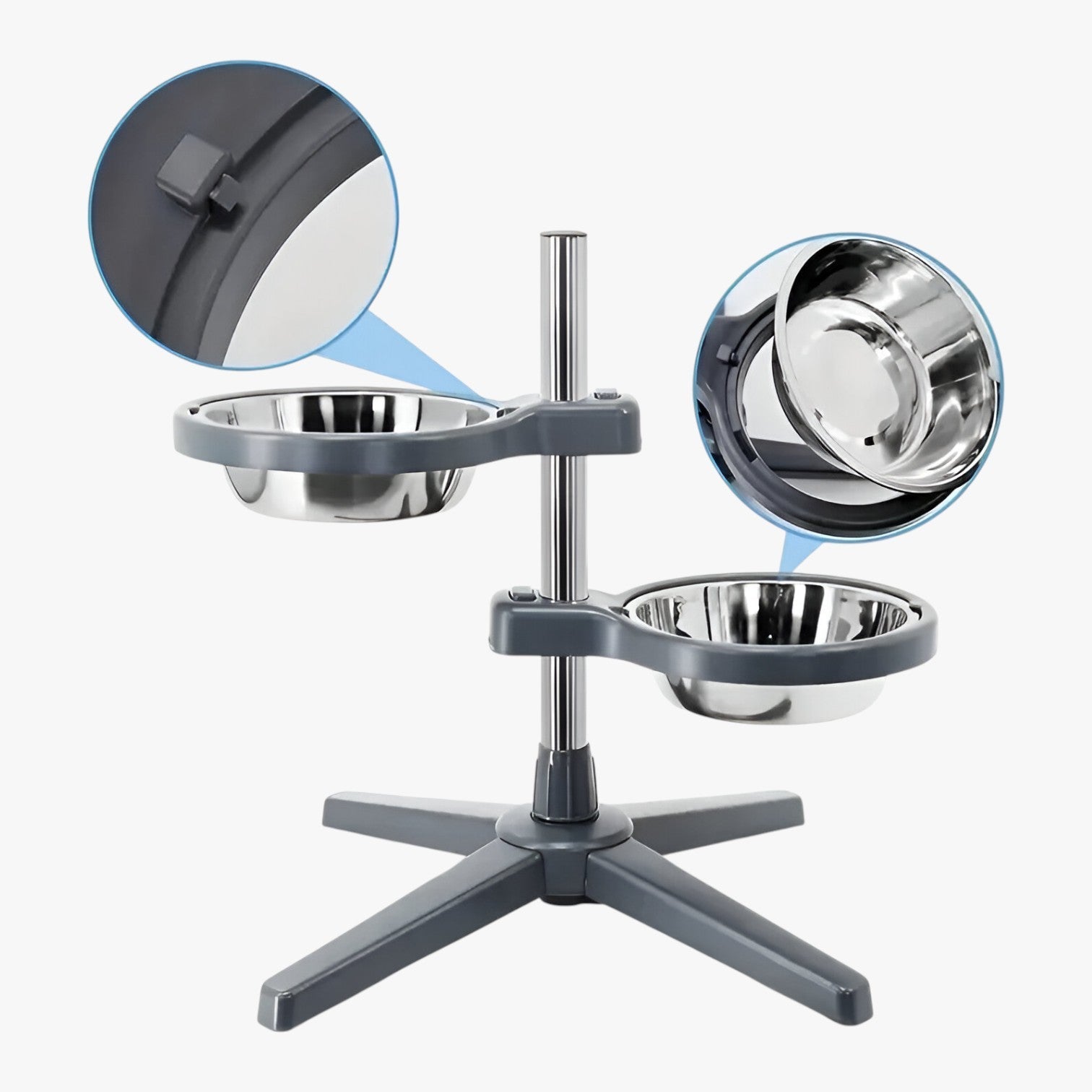 Zircon | Ciotola per Cani Regolabile con Ciotole in Acciaio Inox Ergonomica e Durevole - - animali domestici - Concept Palermo