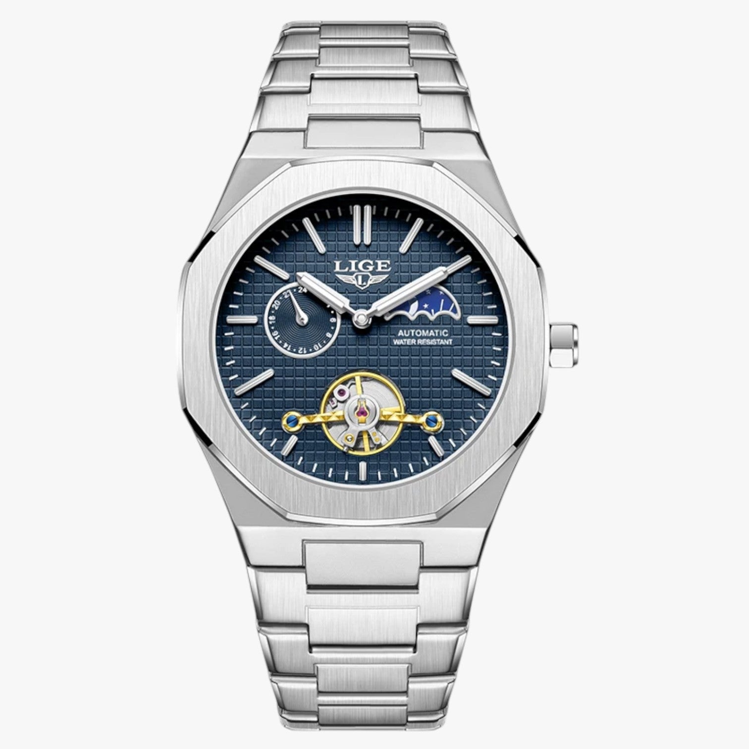 Lennox | Orologio meccanico di lusso impermeabile - Blu scuro argento - watch watch for men WATCHES FOR MEN - Concept Palermo