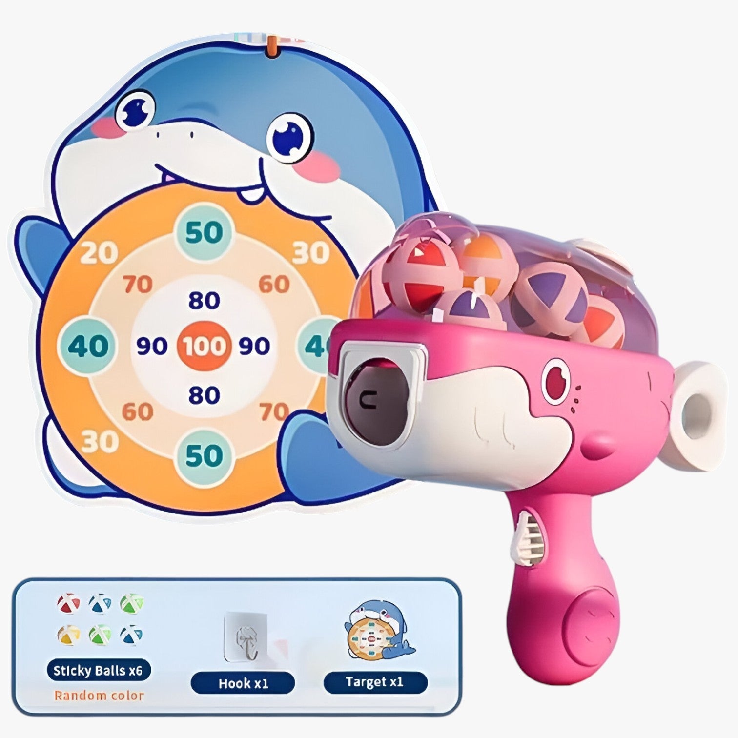 Deszo | Set di Palline Appiccicose a Forma di Balena – Gioco di tiro sicuro e divertente per interni ed esterni - Set Rosa - toys toys & gifts toys for kids - Concept Palermo