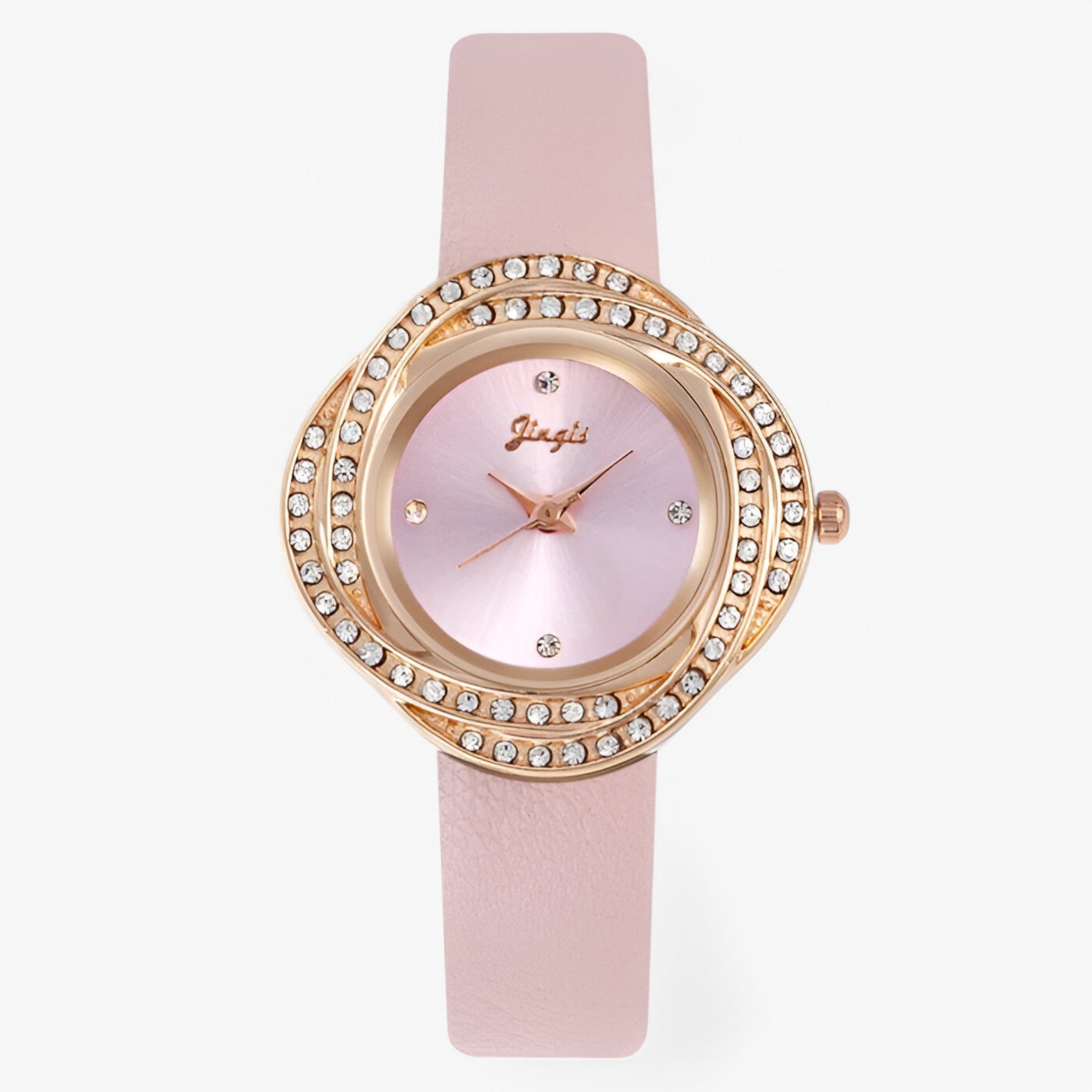 Patricia | Orologio da donna in pelle con quadrante a strass irregolari - Rosa - female watch watch for women - Concept Palermo