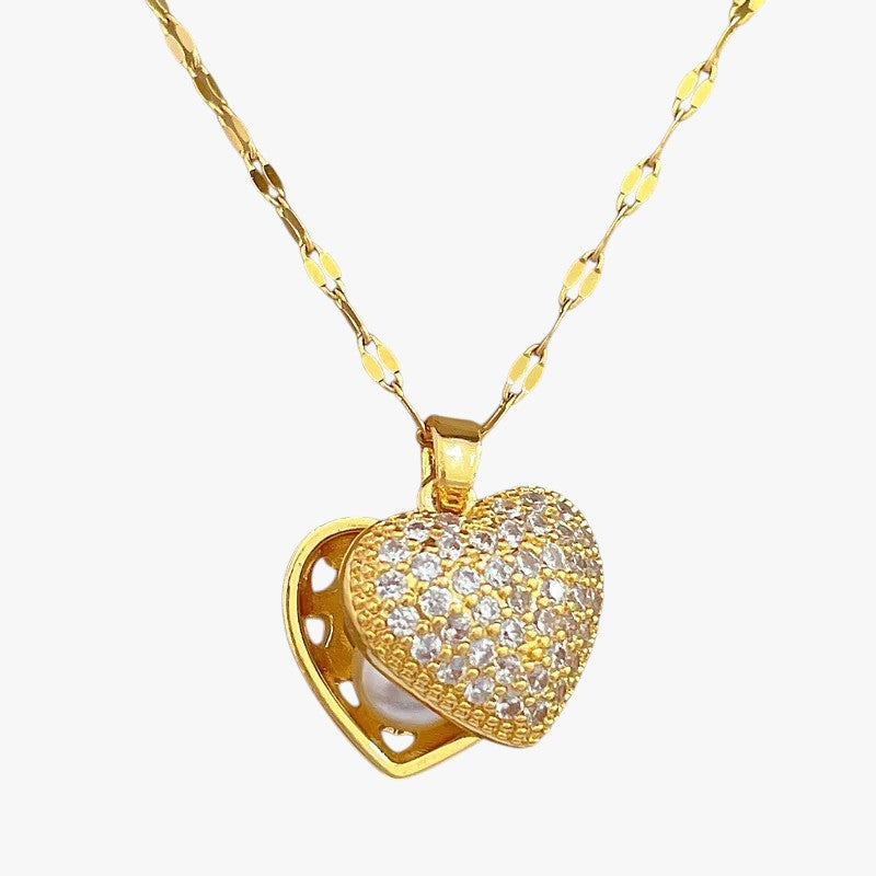 Aya | Elegante collana di perle a forma di cuore - oro 45cm CINA - elegant womens necklaces necklace NECKLACES Necklaces for Women - Concept Palermo