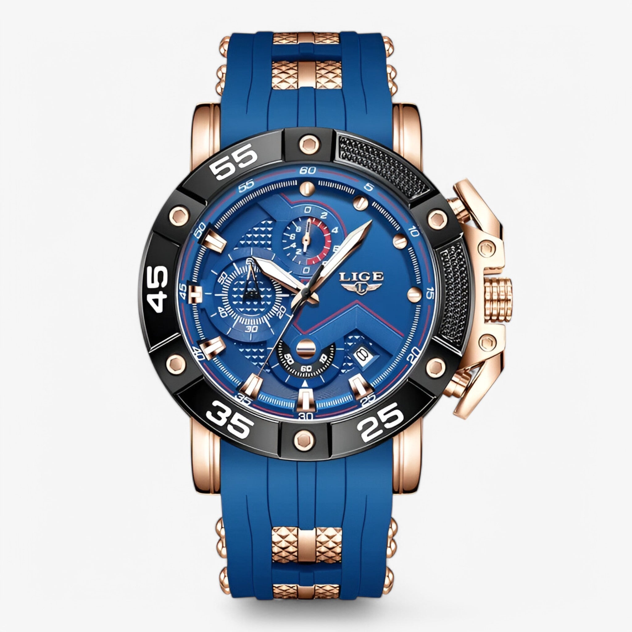 Paco | Orologio da uomo militare sportivo al quarzo “Paco – Creato Per Chi Ama L’Azione.” - blu oro rosa - watch for men - Concept Palermo