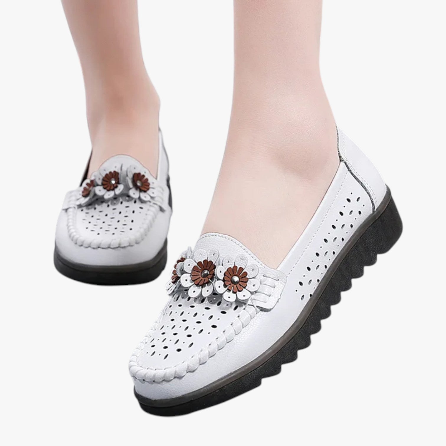 Annie | Mocassini estivi in pelle - Comodità e freschezza con eleganti dettagli floreali - - shoes Shoes women summer shoes - Concept Palermo