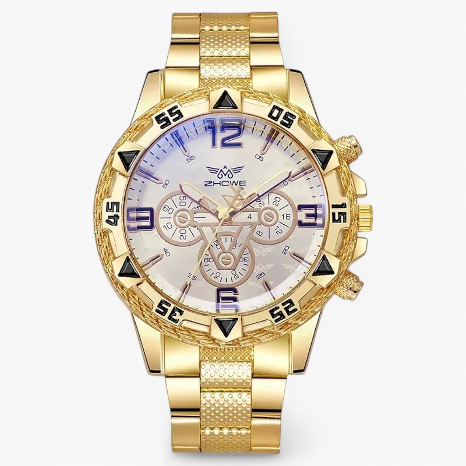 Vitalli | Orologio da uomo di lusso - Elegante e senza tempo con accenti di luce blu - Oro-Bianco - mens accessory watch for men watches - Concept Palermo