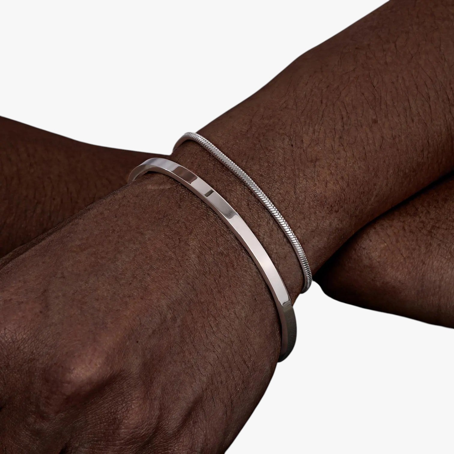 Philip | Set Bracciali Uomo in Acciaio con Dettagli Neri - argento - BRACELET bracelet for men BRACELETS mens bracelet - Concept Palermo