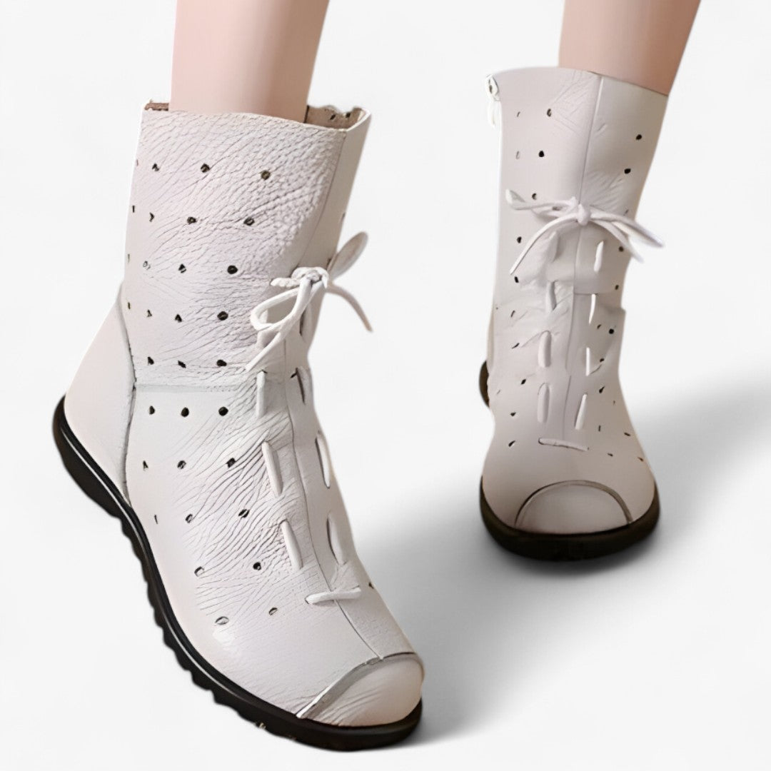 Iris | Stivali bianchi in vera pelle con lacci e cerniera - - BOOTS Boots & Shoes - Concept Palermo