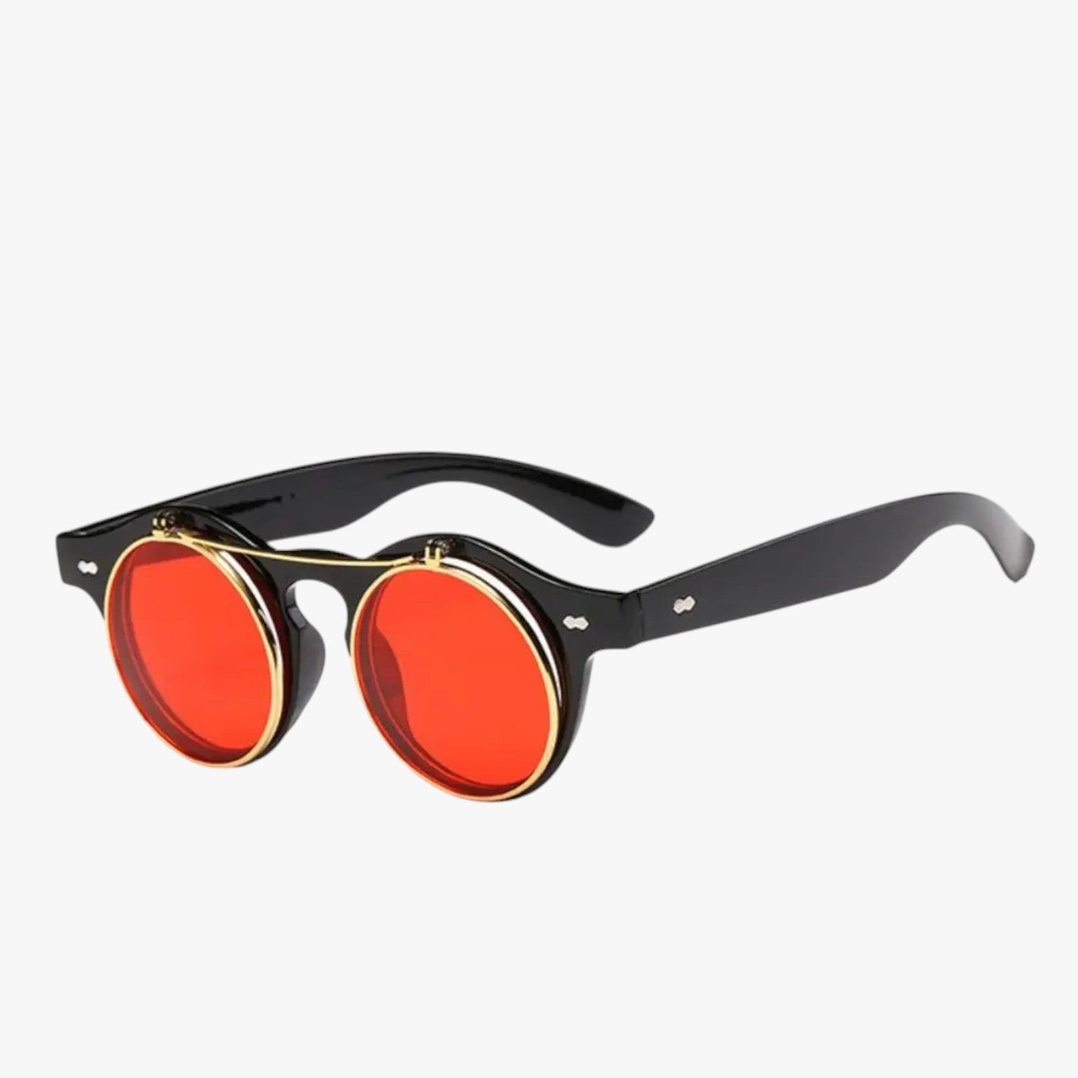 Zain | Occhiali da Sole Retrò Unisex Doppia Lente Flip & Protezione UV Punk - nero rosso - Fashion Sunglasses mens sunglasses Sunglasses - Concept Palermo