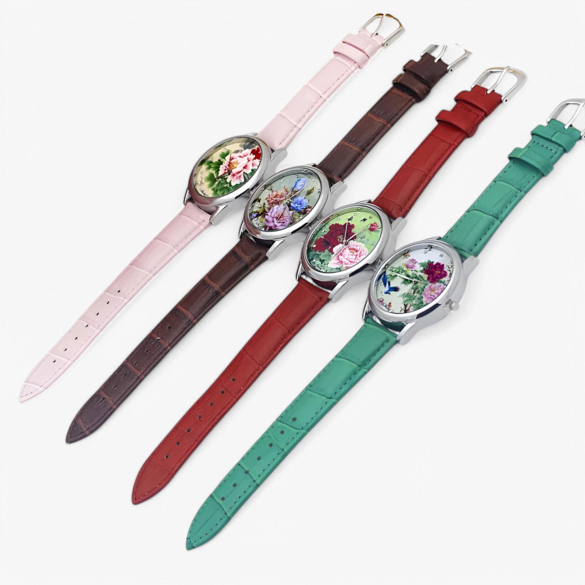 Kaia | Orologio da donna con cinturino in pelle e quadrante floreale elegante - - female watch watch for women - Concept Palermo