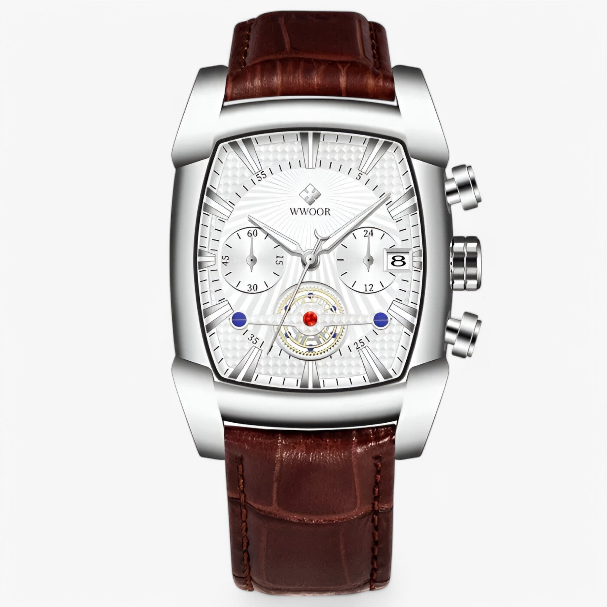 Dante | Orologio sportivo di lusso in pelle - Bianco argento - - Concept Palermo
