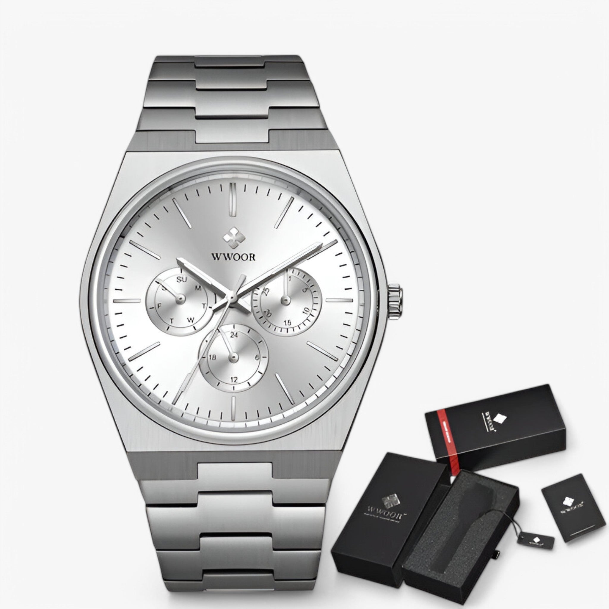 Lorcan | Orologio in Acciaio con Vetro Zaffiro - argento bianco con scatola - - Concept Palermo