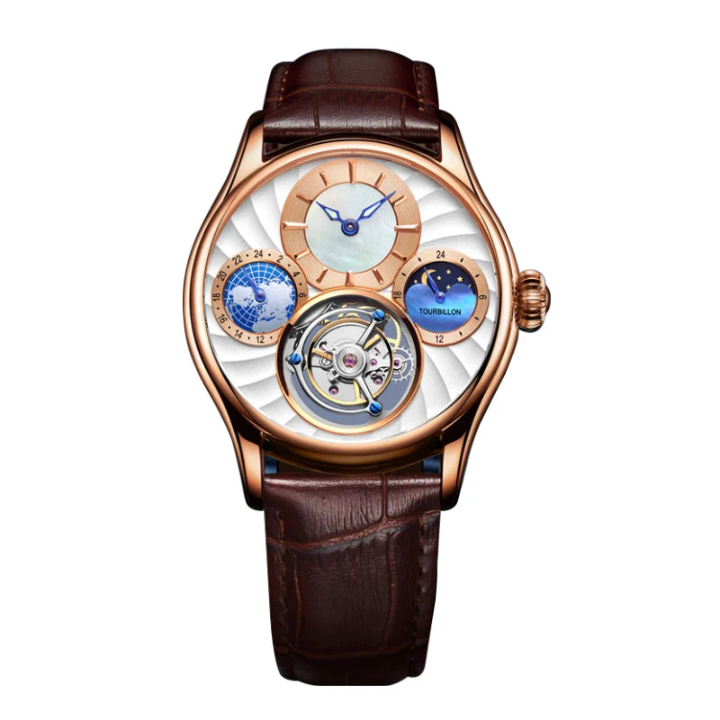 Helio | Orologio Meccanico di Lusso Tourbillon - Rosa bianco - - Concept Palermo