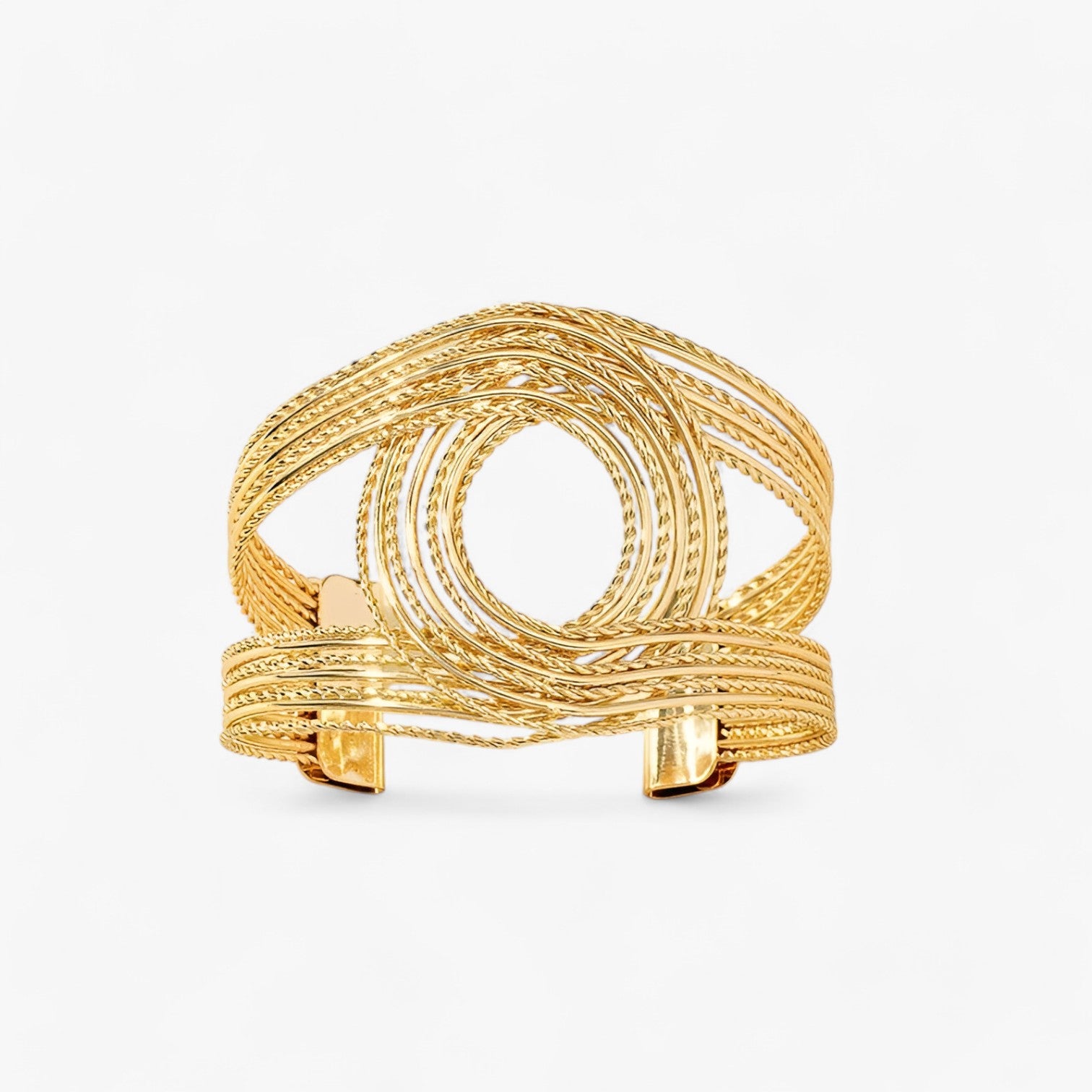 Adia | Bracciale Cuff Metallico a Doppia C Incisa – Bracciale di Tendenza per Donna - - Accessories Jewelry BRACELETS - Concept Palermo
