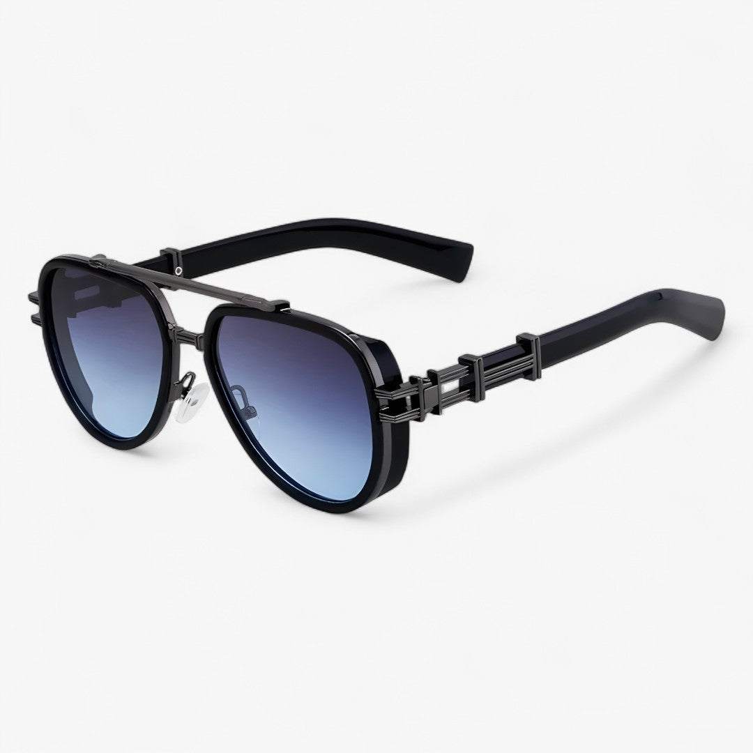Jack | Occhiali da sole vintage in metallo stile designer - Nero Grigio Blu - Fashion Sunglasses men sunglasses polarized mens sunglasses Polarized man sunglasses Sunglasses sunglasses polarized men - Concept Palermo