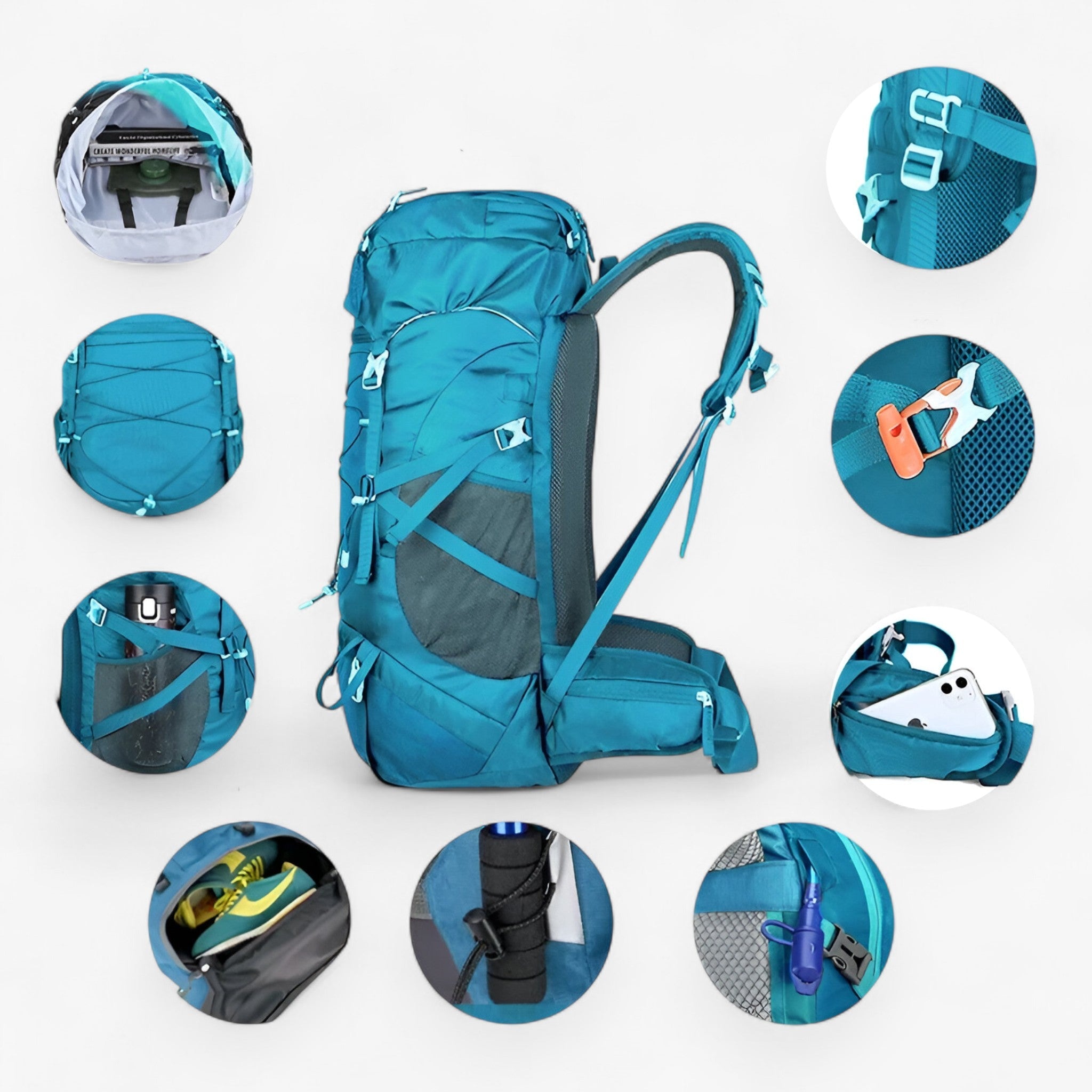 Zaino da trekking 50L in nylon impermeabile per viaggi avventurosi - - 50L backpacks Backpacks hiking backpacks - Concept Palermo