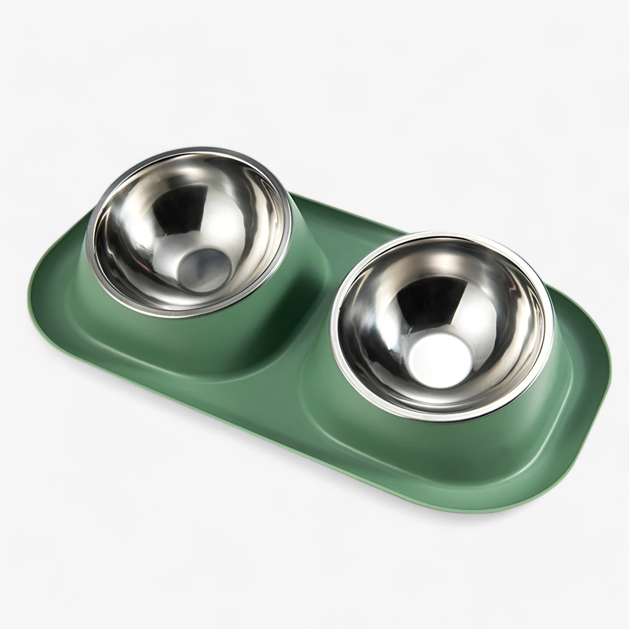 Mattie | Ciotola Doppia in RVS – Antiscivolo e Amica del Collo - Verde - pet pet accessories PET SUPPLIES - Concept Palermo
