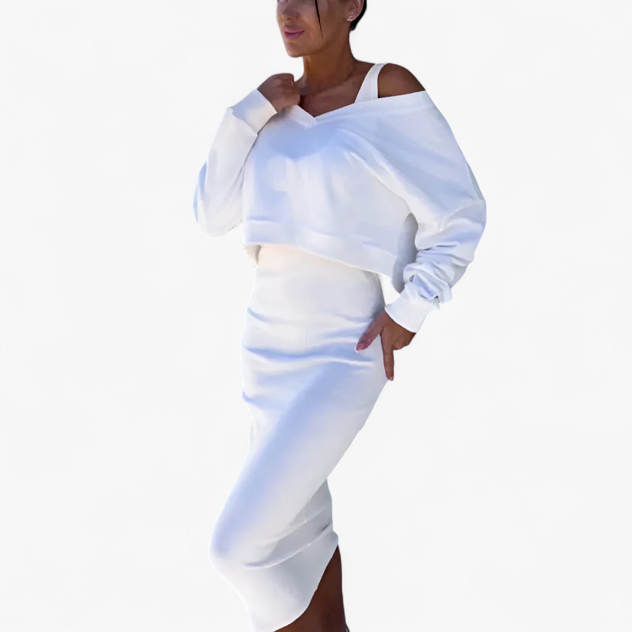 Lea | Set maglione e vestito – Comodo e sexy - Avorio - - Concept Palermo