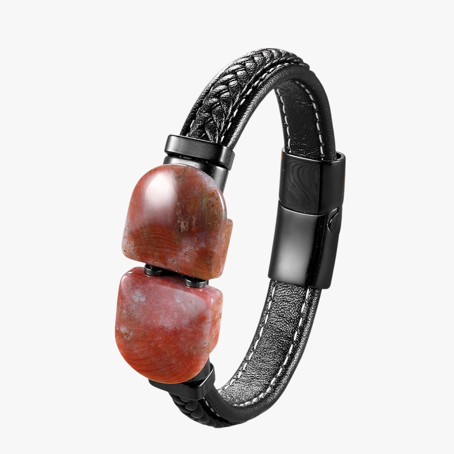 Charlie | Bracciale Uomo in Pietra Naturale e Pelle Regalo Elegante 2025 - Pietra-C - BRACELET bracelet for men BRACELETS mens bracelet - Concept Palermo