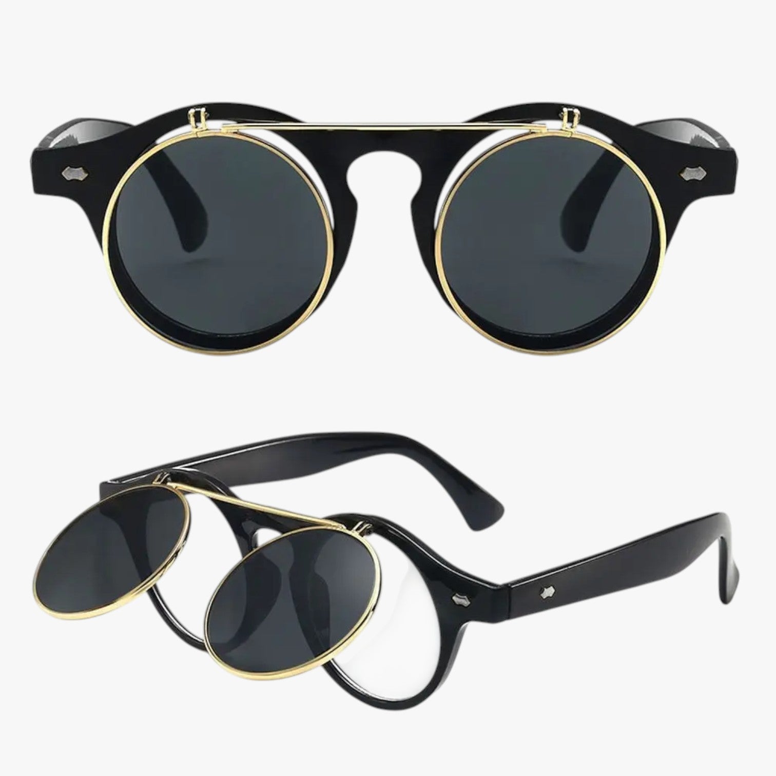 Zain | Occhiali da Sole Retrò Unisex Doppia Lente Flip & Protezione UV Punk - - Fashion Sunglasses mens sunglasses Sunglasses - Concept Palermo