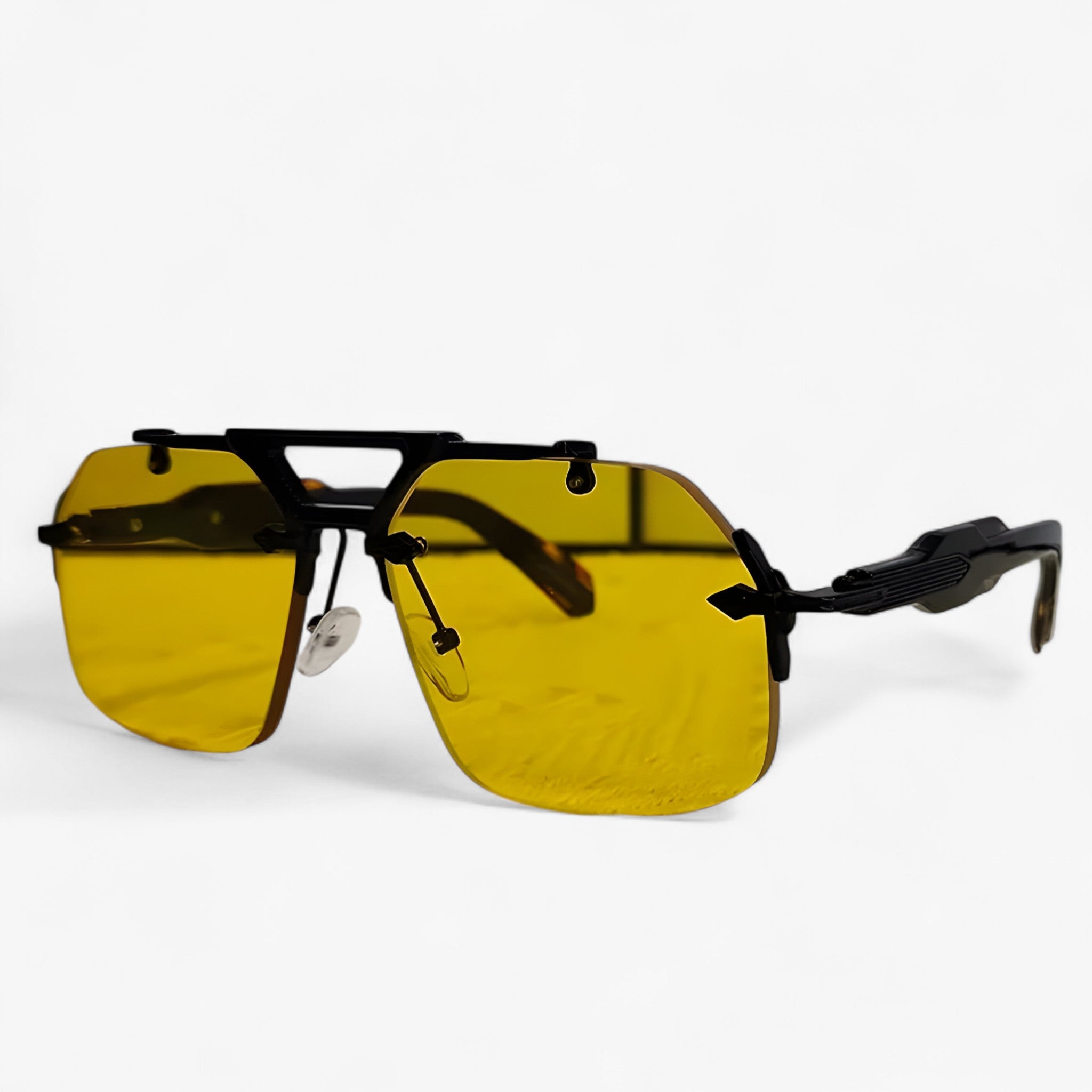 Tabb | Occhiali da sole oversize punk senza montatura in metallo - NeroGiallo - Fashion Sunglasses men sunglasses polarized mens sunglasses Polarized man sunglasses Sunglasses sunglasses polarized men - Concept Palermo