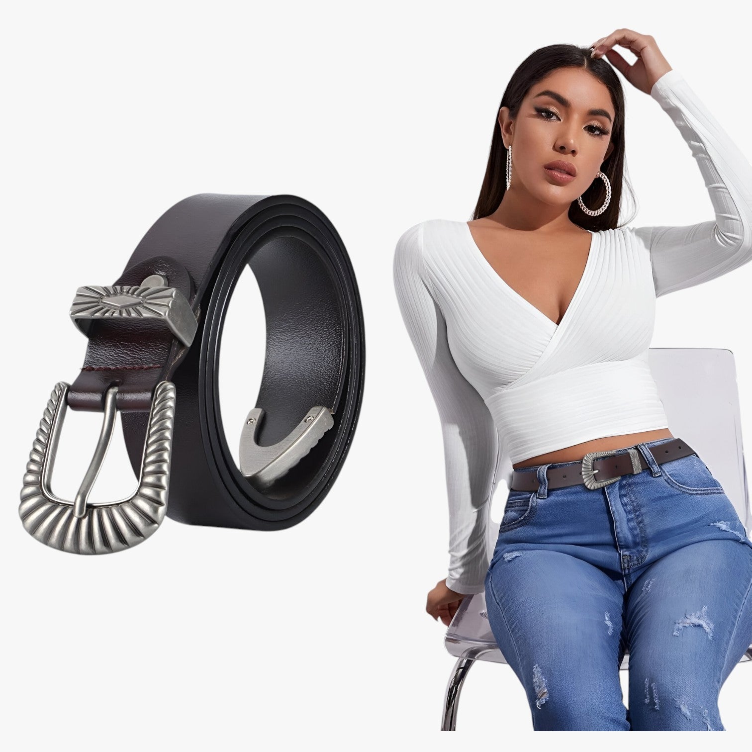 Veronica | Cintura western in pelle per jeans - - Belts waist belt for women Womens belt - Concept Palermo