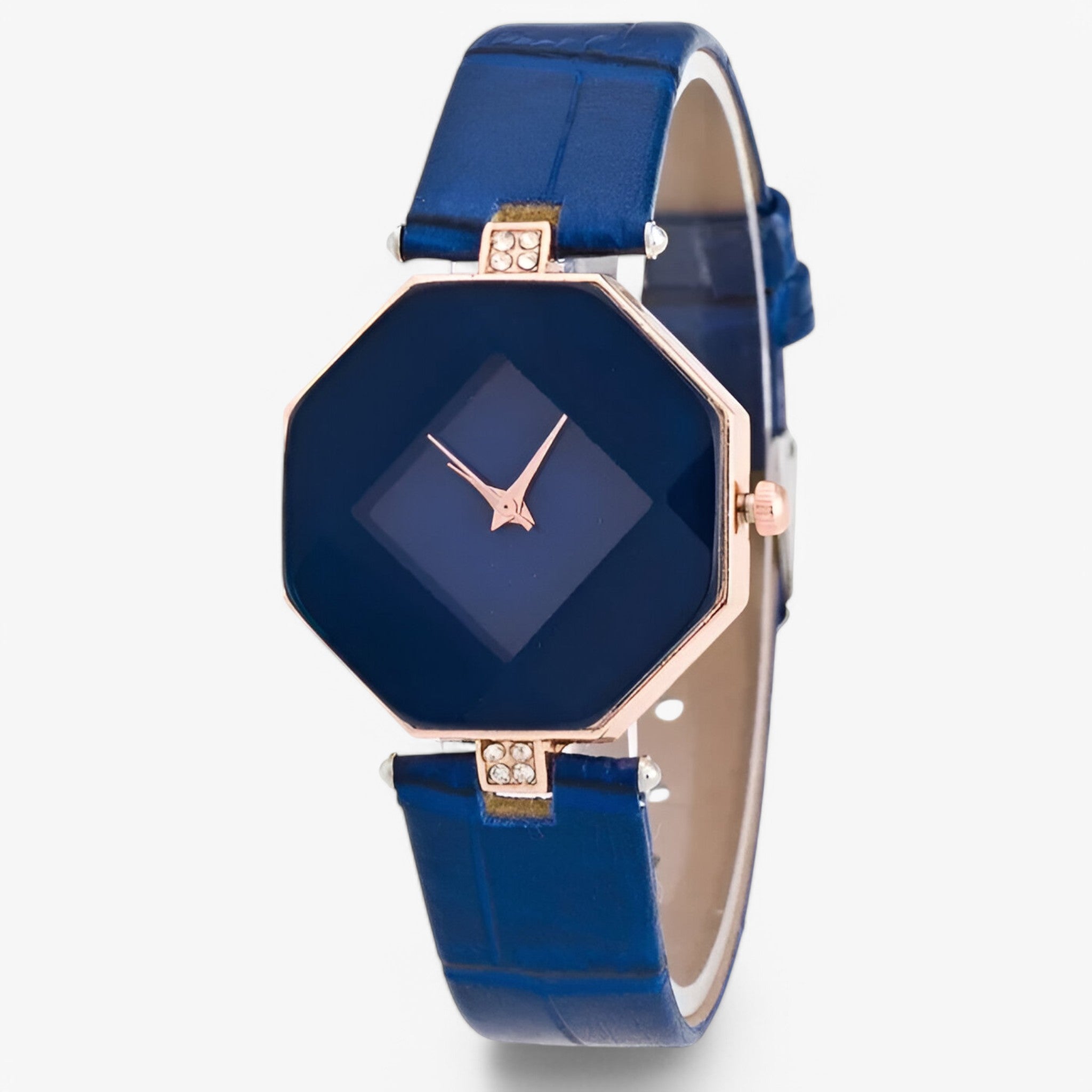 Chiara | Orologio da donna in pelle con dettagli dorati e cristalli - Blu - female watch watch for women - Concept Palermo