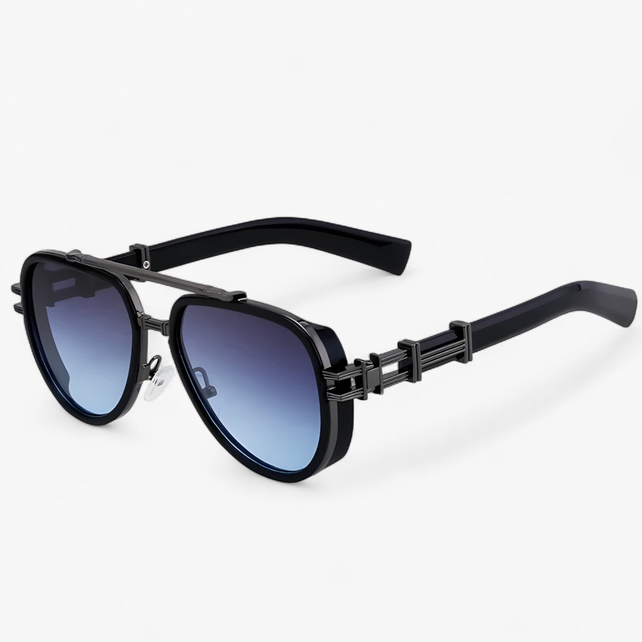 Marek | Occhiali da sole polarizzati steampunk oversize - Nero Grigio Blu - - Concept Palermo