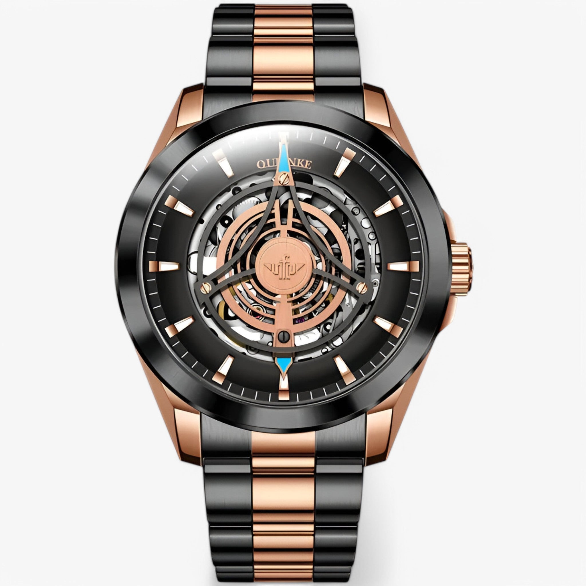 Carlitos | Orologio Meccanico con Quadrante Cavo - Rosone in acciaio nero - - Concept Palermo