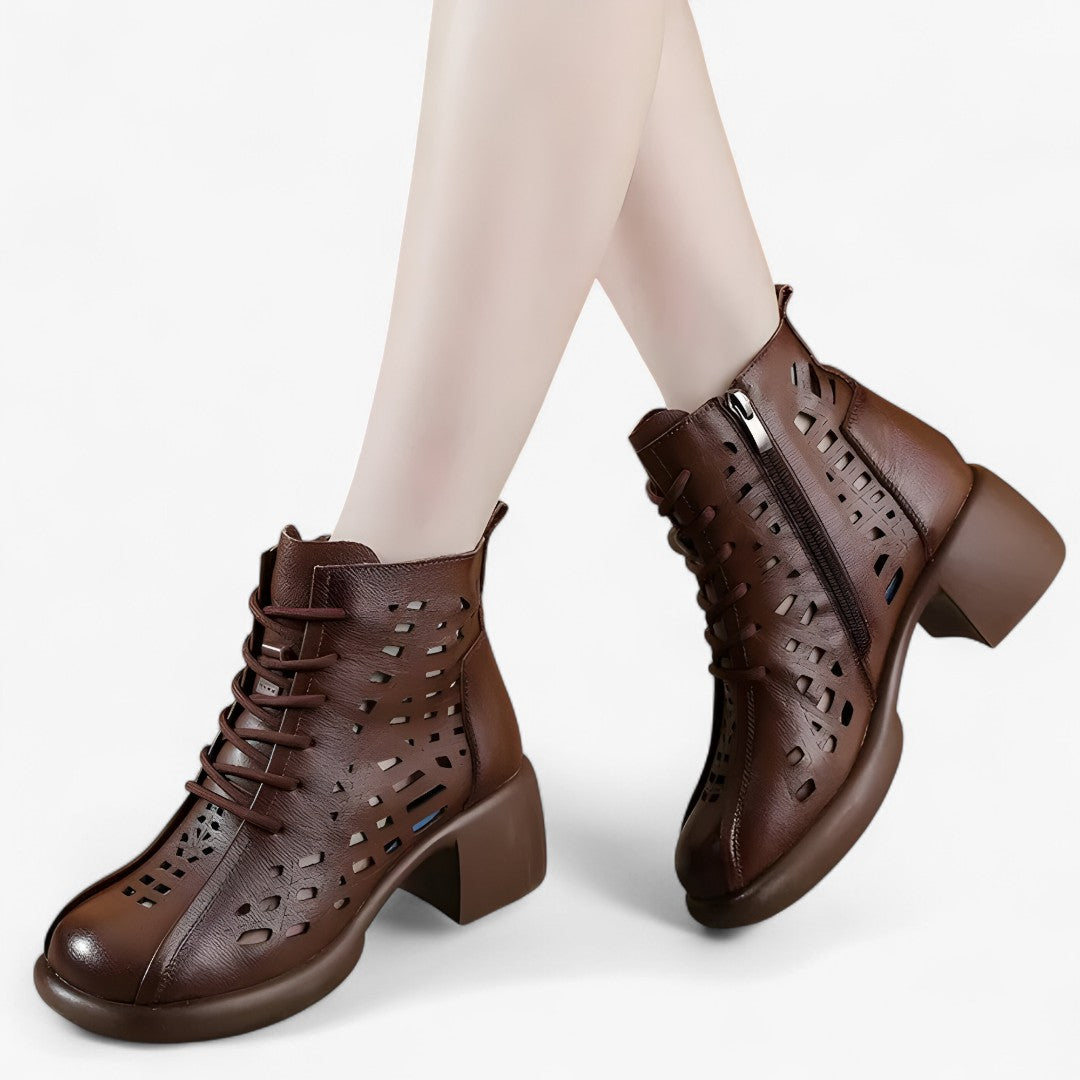 Hannah | Stivaletti in pelle cuciti a mano con lacci in stile naturale - - BOOTS Boots & Shoes - Concept Palermo