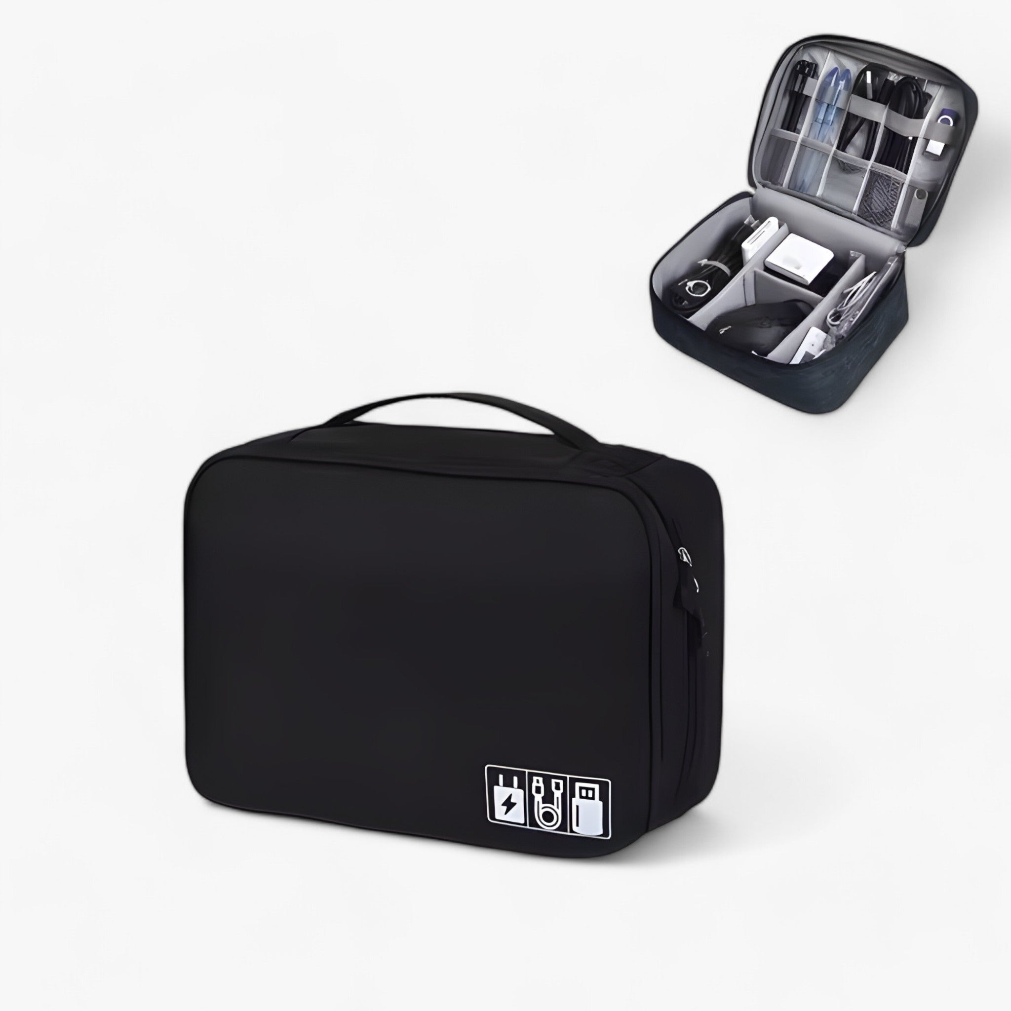 Ethan | Borsa per l'archiviazione digitale - Protezione per cavi, caricabatterie e gadget - Borsa nera A - - Concept Palermo