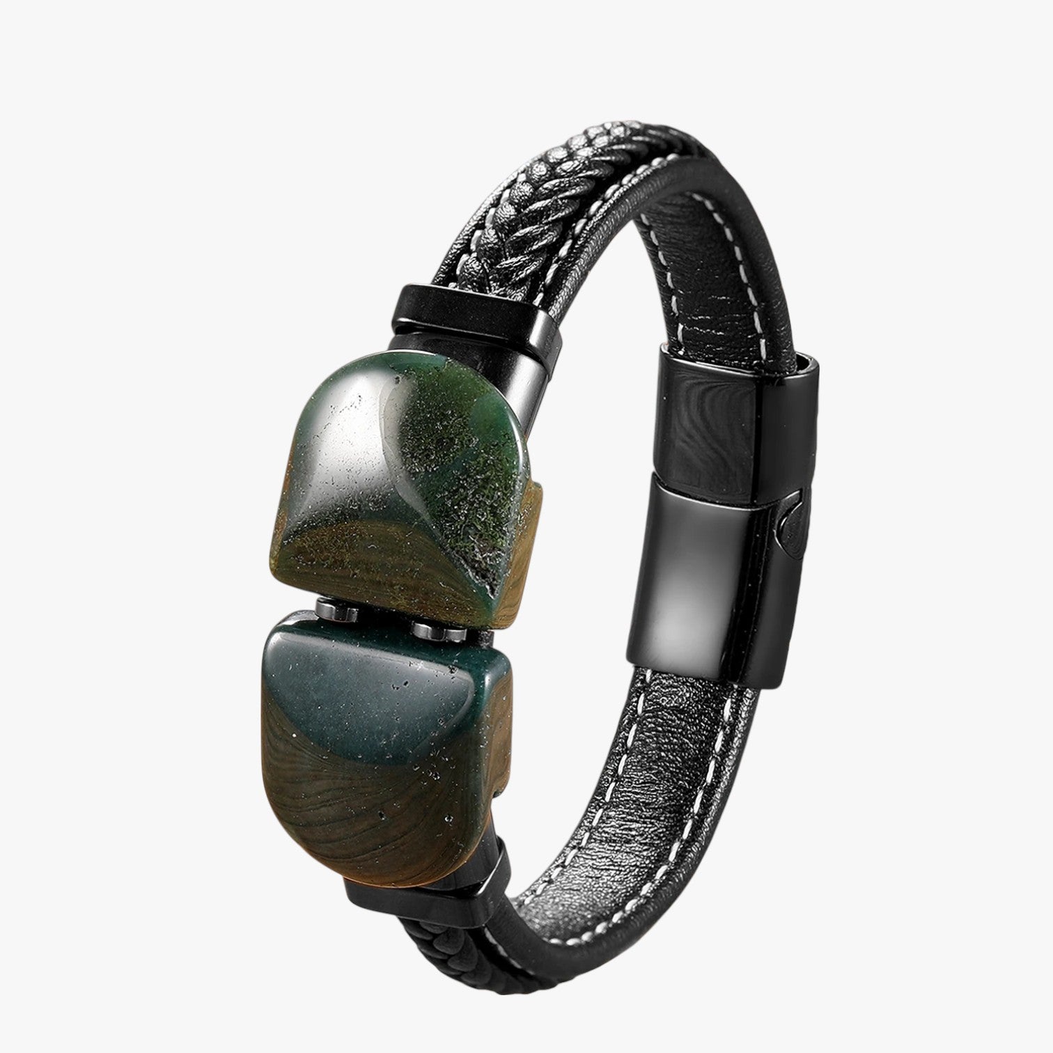 Charlie | Bracciale Uomo in Pietra Naturale e Pelle Regalo Elegante 2025 - Pietra-B - BRACELET bracelet for men BRACELETS mens bracelet - Concept Palermo