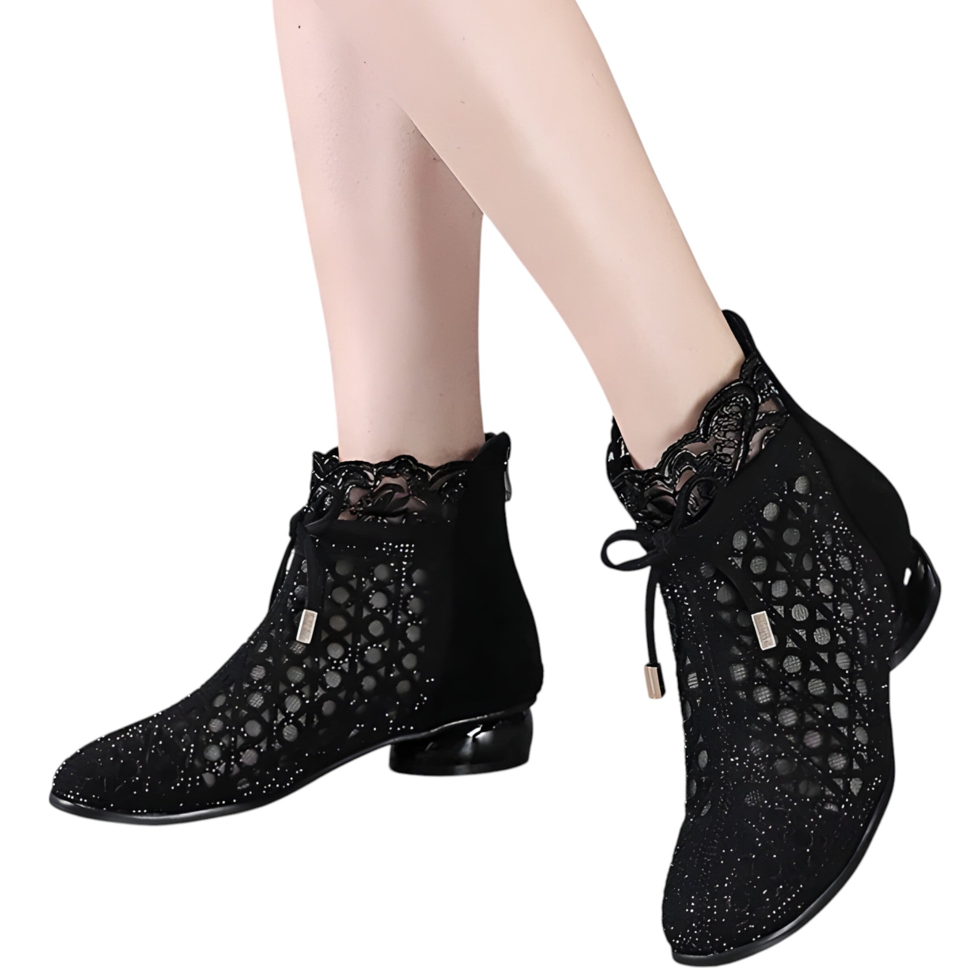 Diana | Stivaletti estivi in rete con tacco a spillo in vera pelle - - BOOTS Boots & Shoes - Concept Palermo